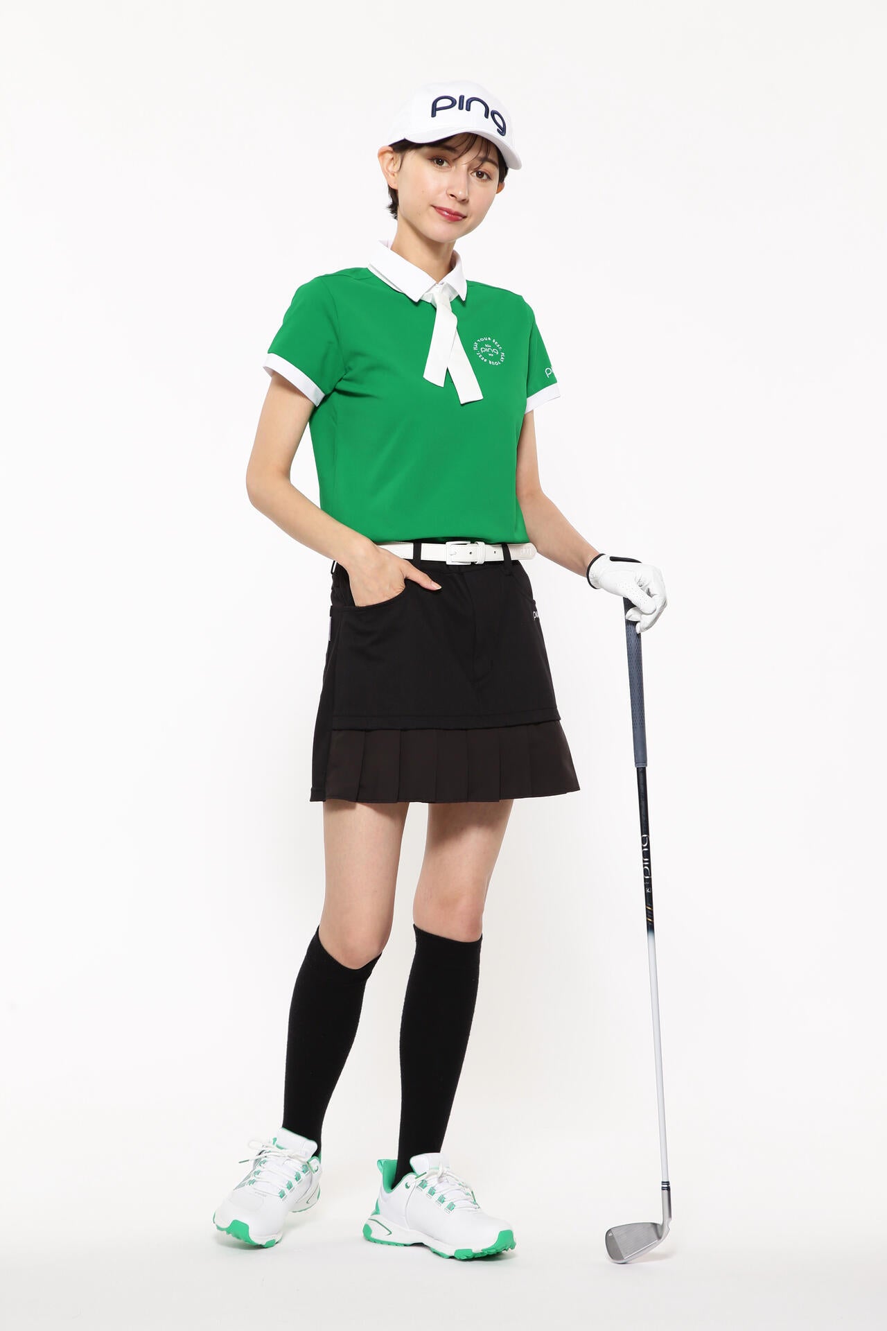【PING APPAREL】カノコポロ 天竺インナー ネクタイ付きレイヤードツインセット <LADIES LINE> (LADIES)