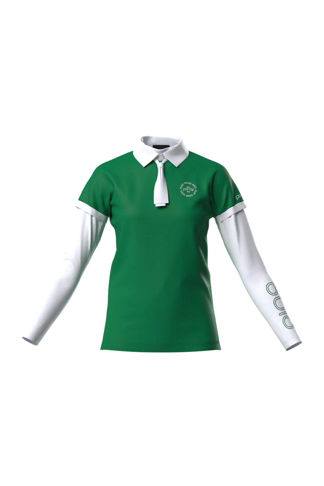 【PING APPAREL】カノコポロ 天竺インナー ネクタイ付きレイヤードツインセット <LADIES LINE> (LADIES)