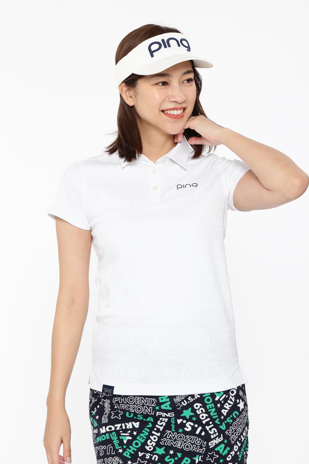 【PING APPAREL】チケット柄ジャガード半袖ポロシャツ <LADIES LINE><NATIVE> (LADIES)