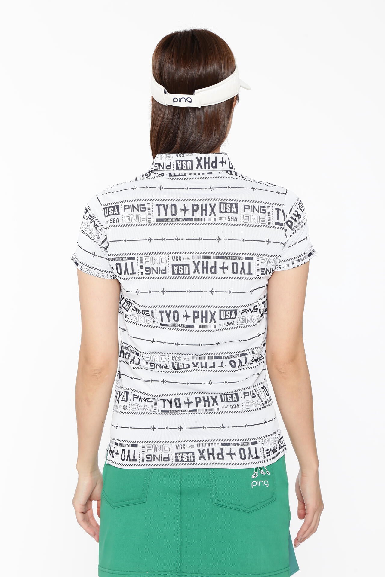【PING APPAREL】チケット柄ジャガード半袖ポロシャツ <LADIES LINE><NATIVE> (LADIES)