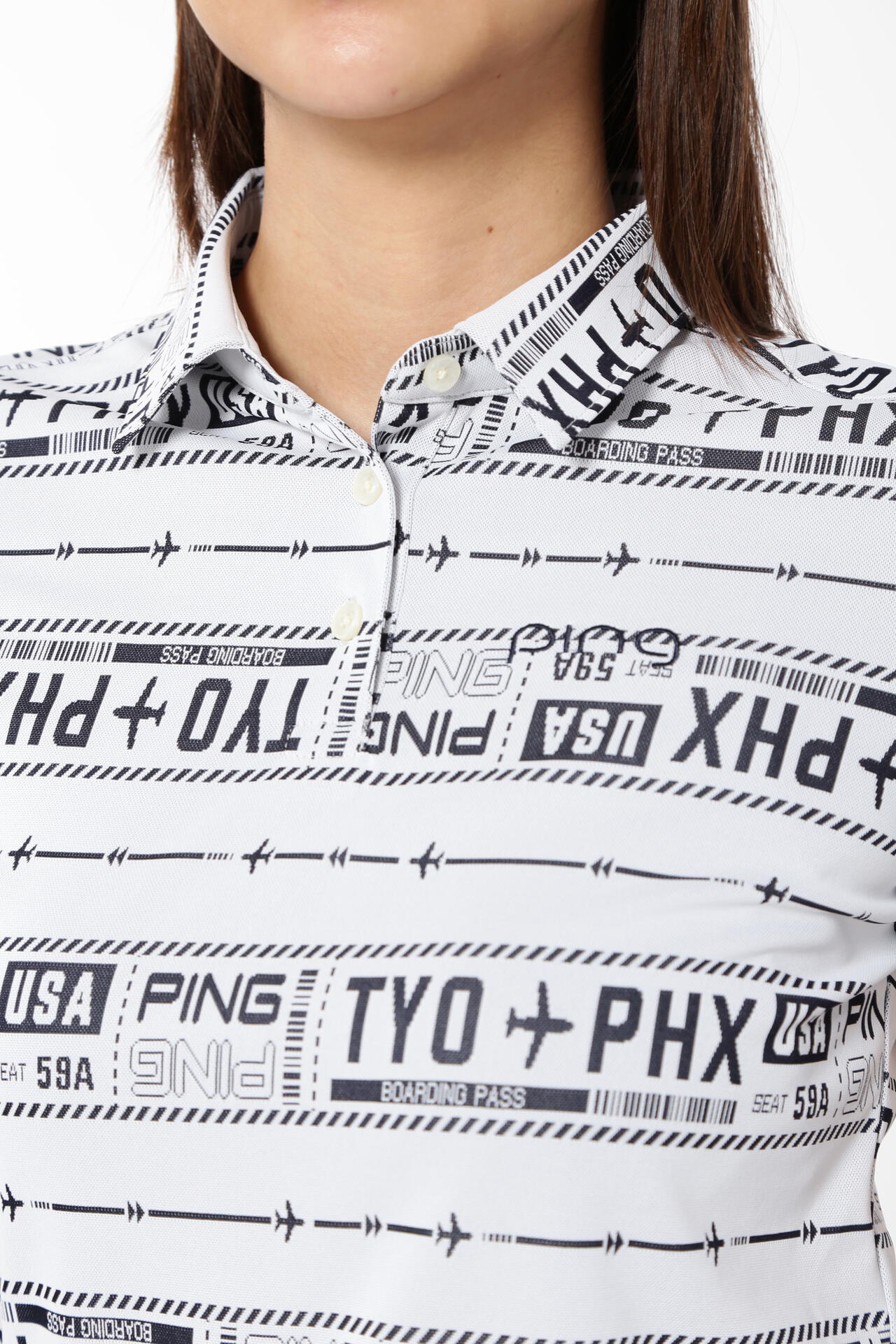 【PING APPAREL】チケット柄ジャガード半袖ポロシャツ <LADIES LINE><NATIVE> (LADIES)