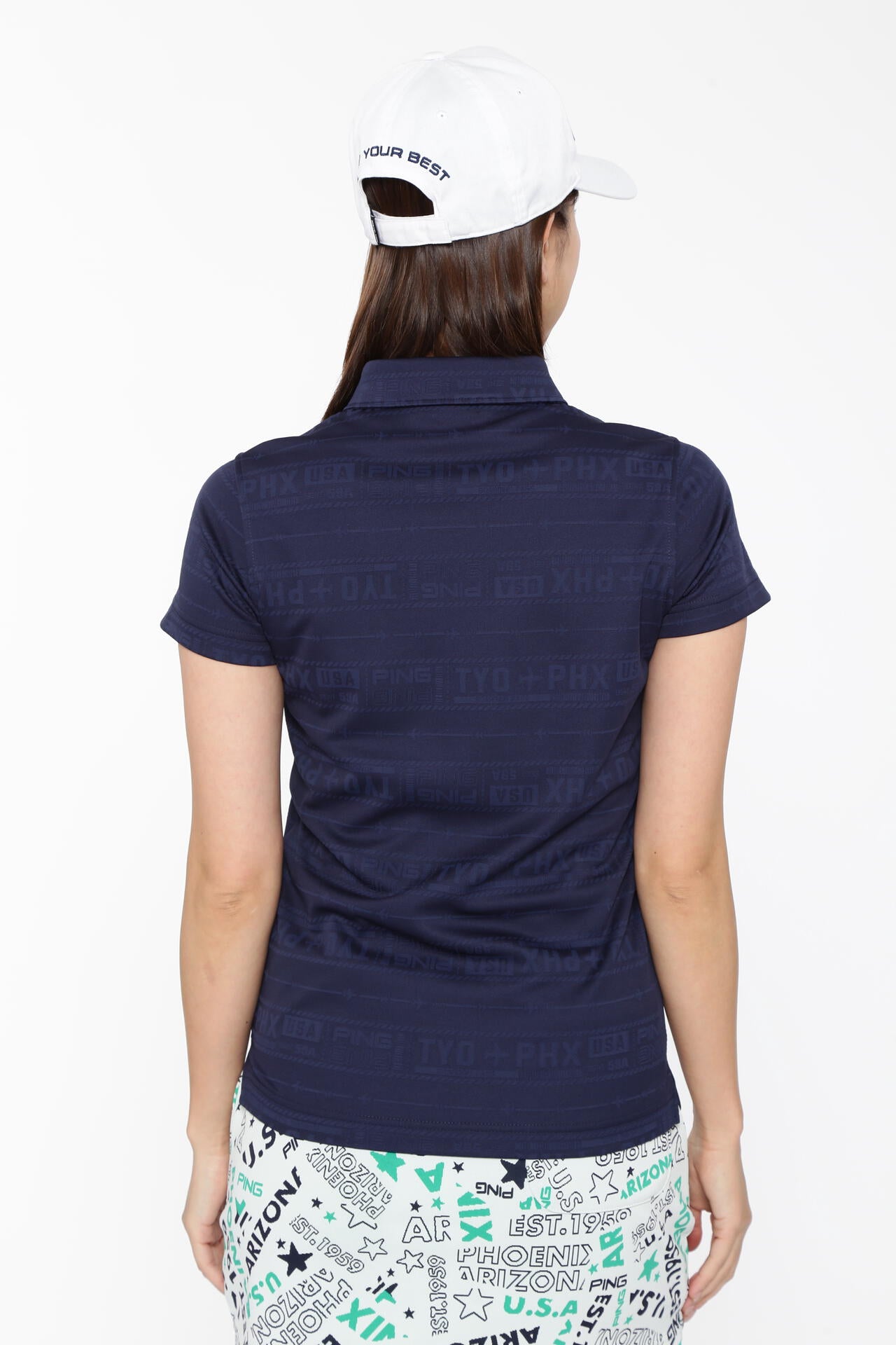 【PING APPAREL】チケット柄ジャガード半袖ポロシャツ <LADIES LINE><NATIVE> (LADIES)