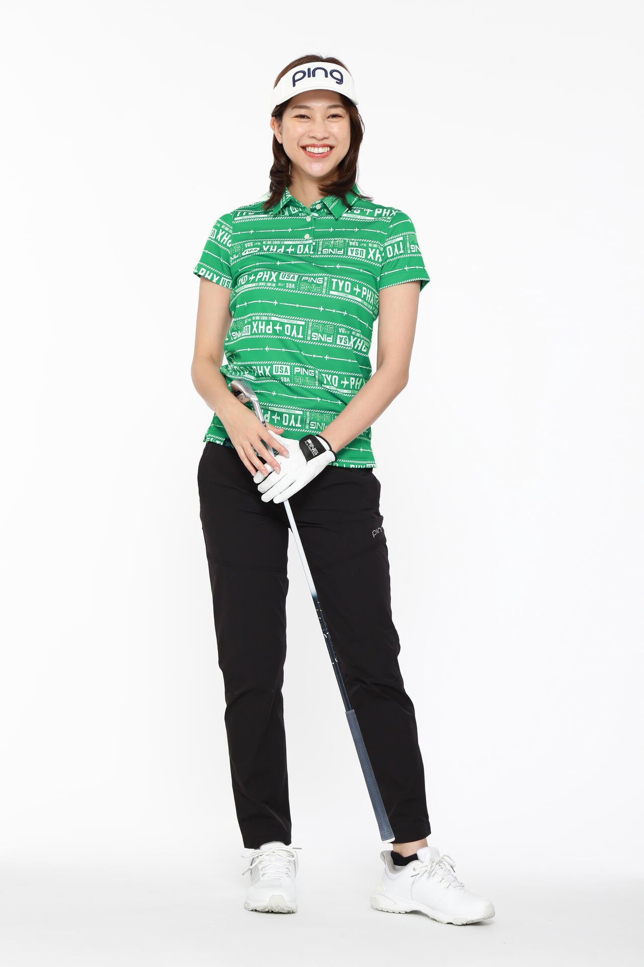 【PING APPAREL】チケット柄ジャガード半袖ポロシャツ <LADIES LINE><NATIVE> (LADIES)