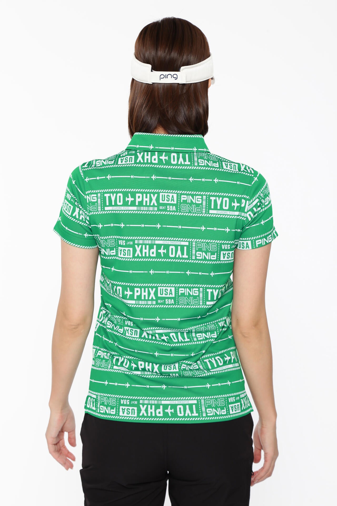 【PING APPAREL】チケット柄ジャガード半袖ポロシャツ <LADIES LINE><NATIVE> (LADIES)
