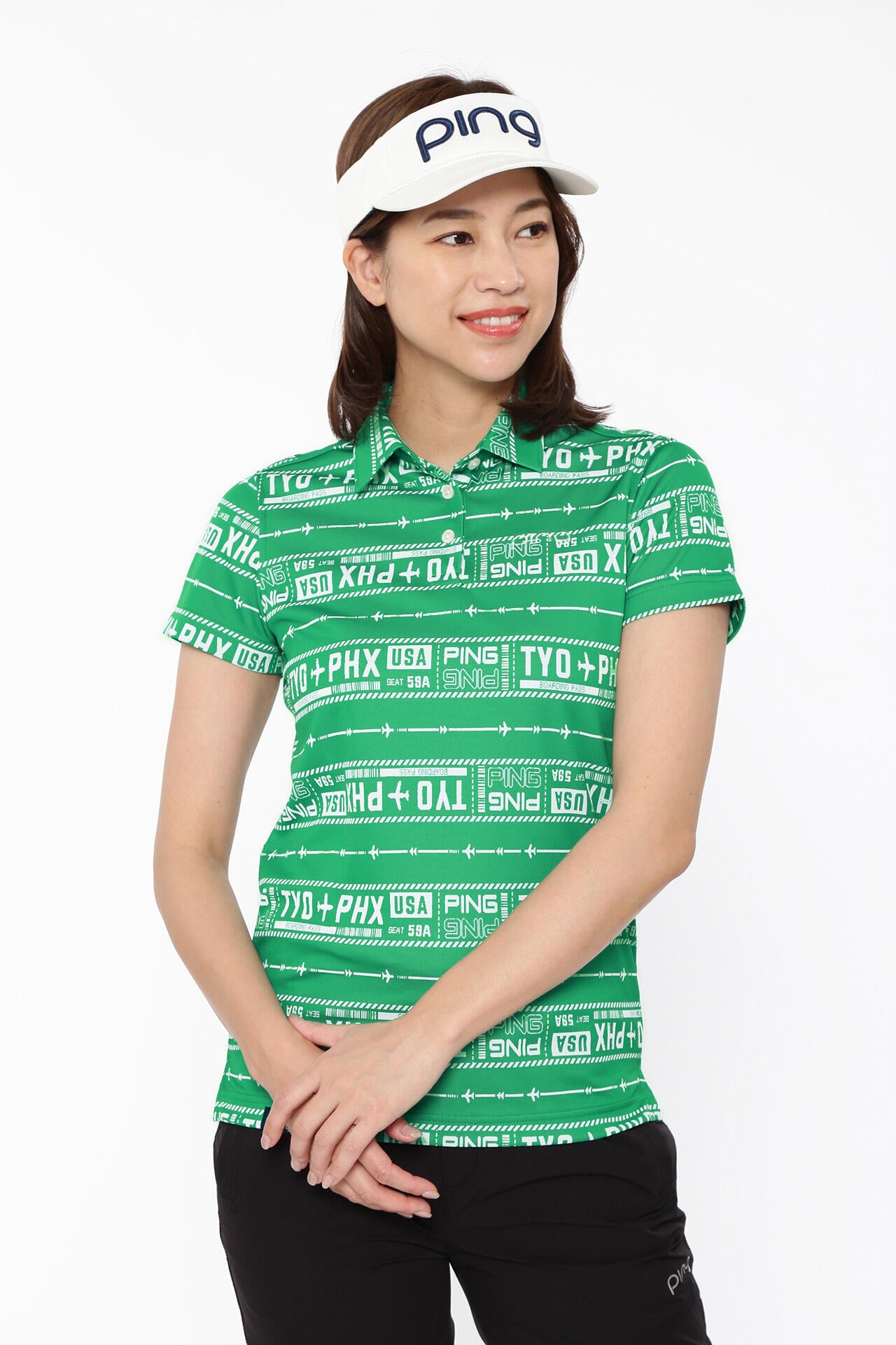 【PING APPAREL】チケット柄ジャガード半袖ポロシャツ <LADIES LINE><NATIVE> (LADIES)