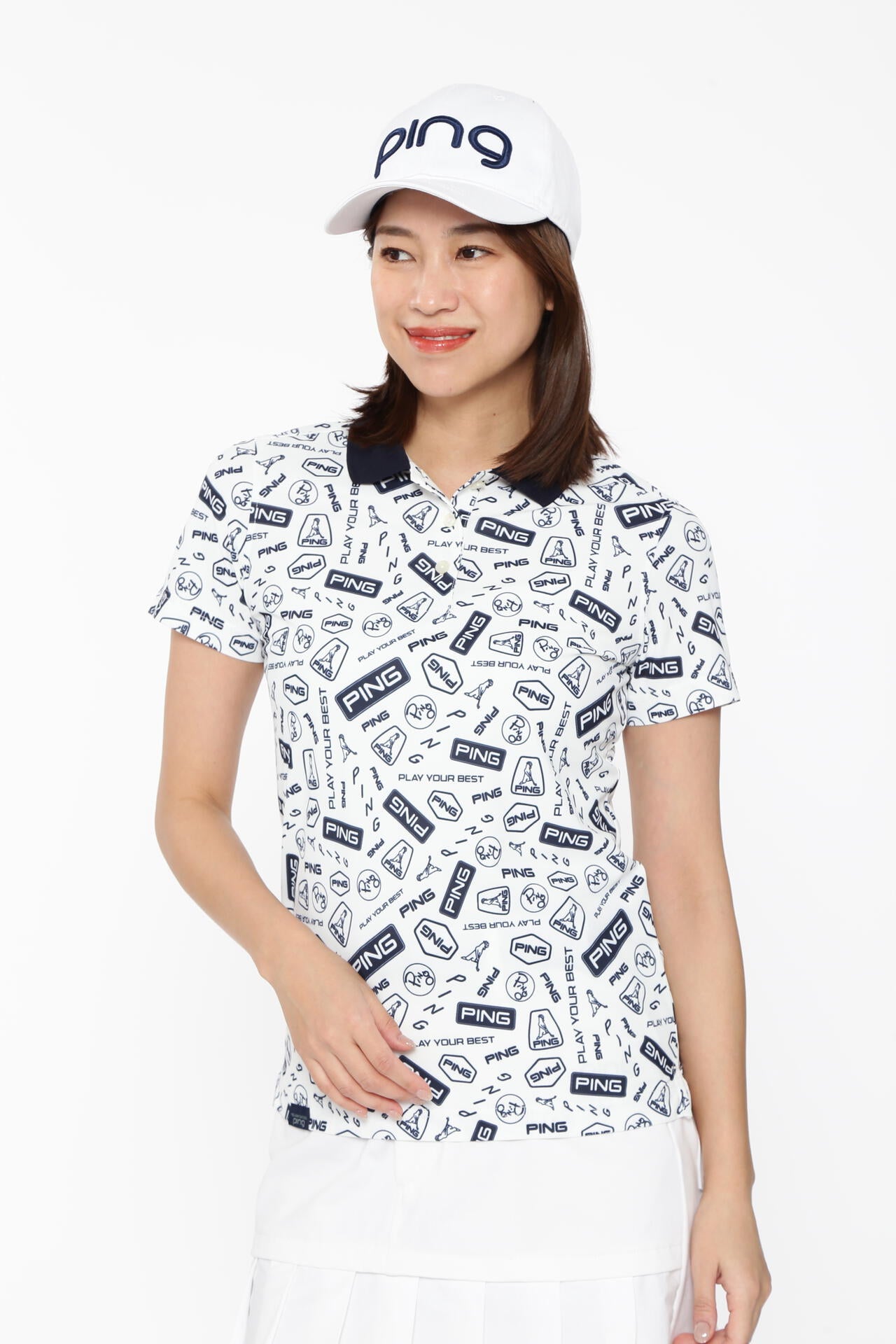 【PING APPAREL】総柄プリント半袖ポロシャツ <LADIES LINE><NATIVE> (LADIES)