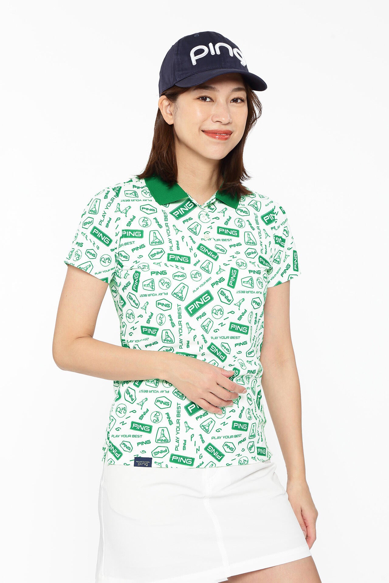 【PING APPAREL】総柄プリント半袖ポロシャツ <LADIES LINE><NATIVE> (LADIES)