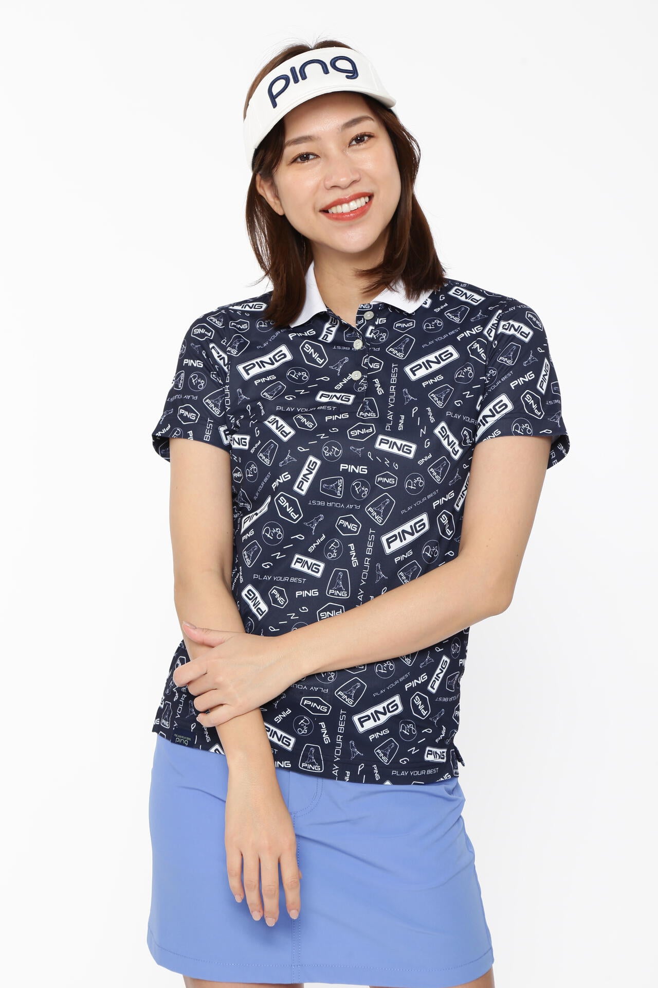 【PING APPAREL】総柄プリント半袖ポロシャツ <LADIES LINE><NATIVE> (LADIES)