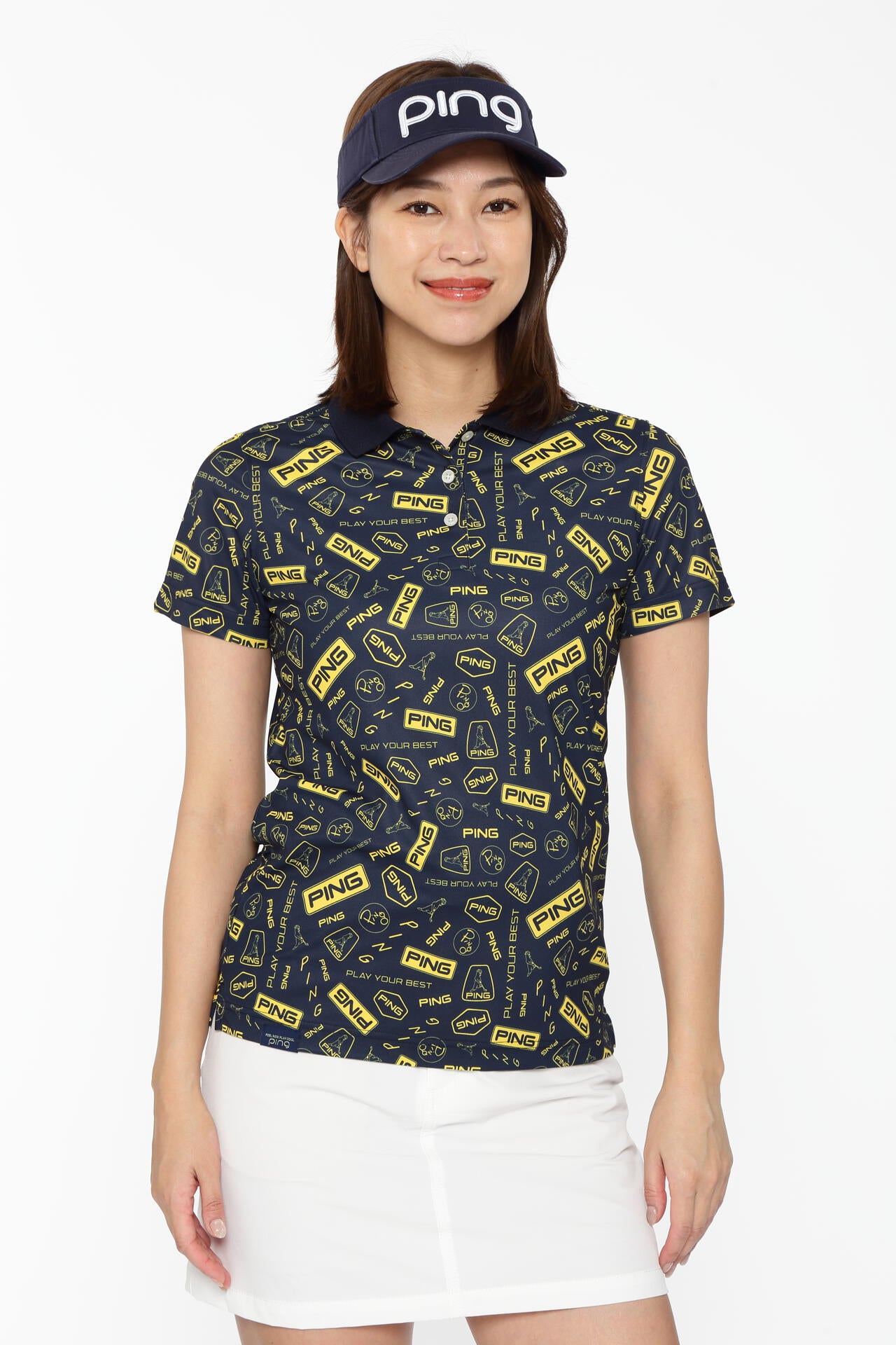 【PING APPAREL】総柄プリント半袖ポロシャツ <LADIES LINE><NATIVE> (LADIES)
