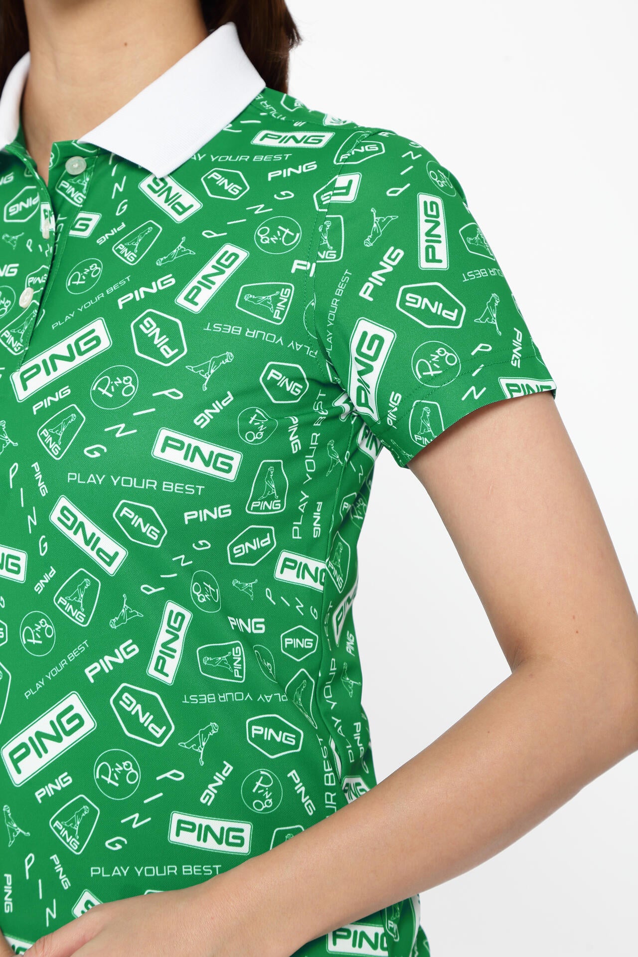 【PING APPAREL】総柄プリント半袖ポロシャツ <LADIES LINE><NATIVE> (LADIES)