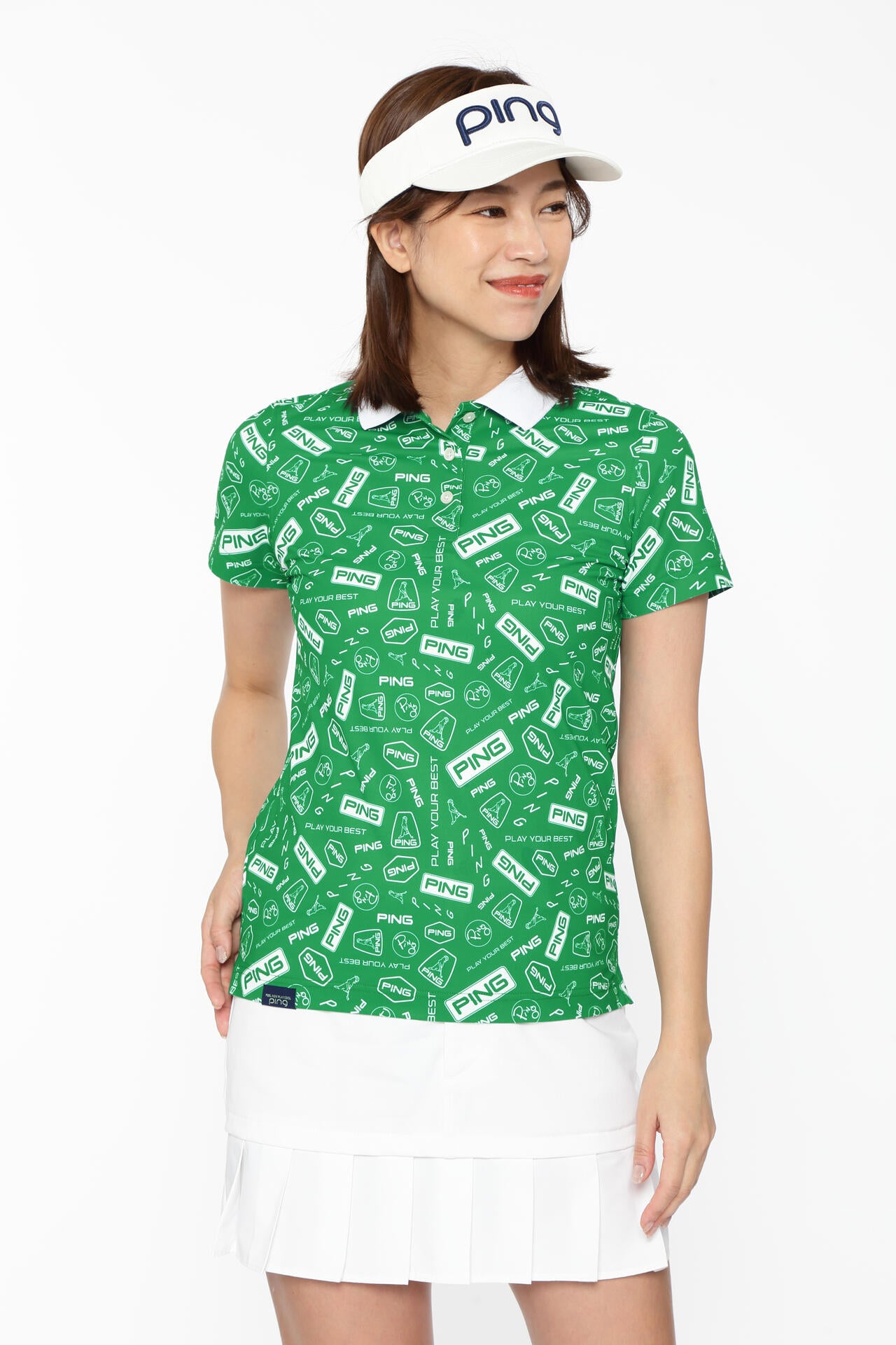 【PING APPAREL】総柄プリント半袖ポロシャツ <LADIES LINE><NATIVE> (LADIES)