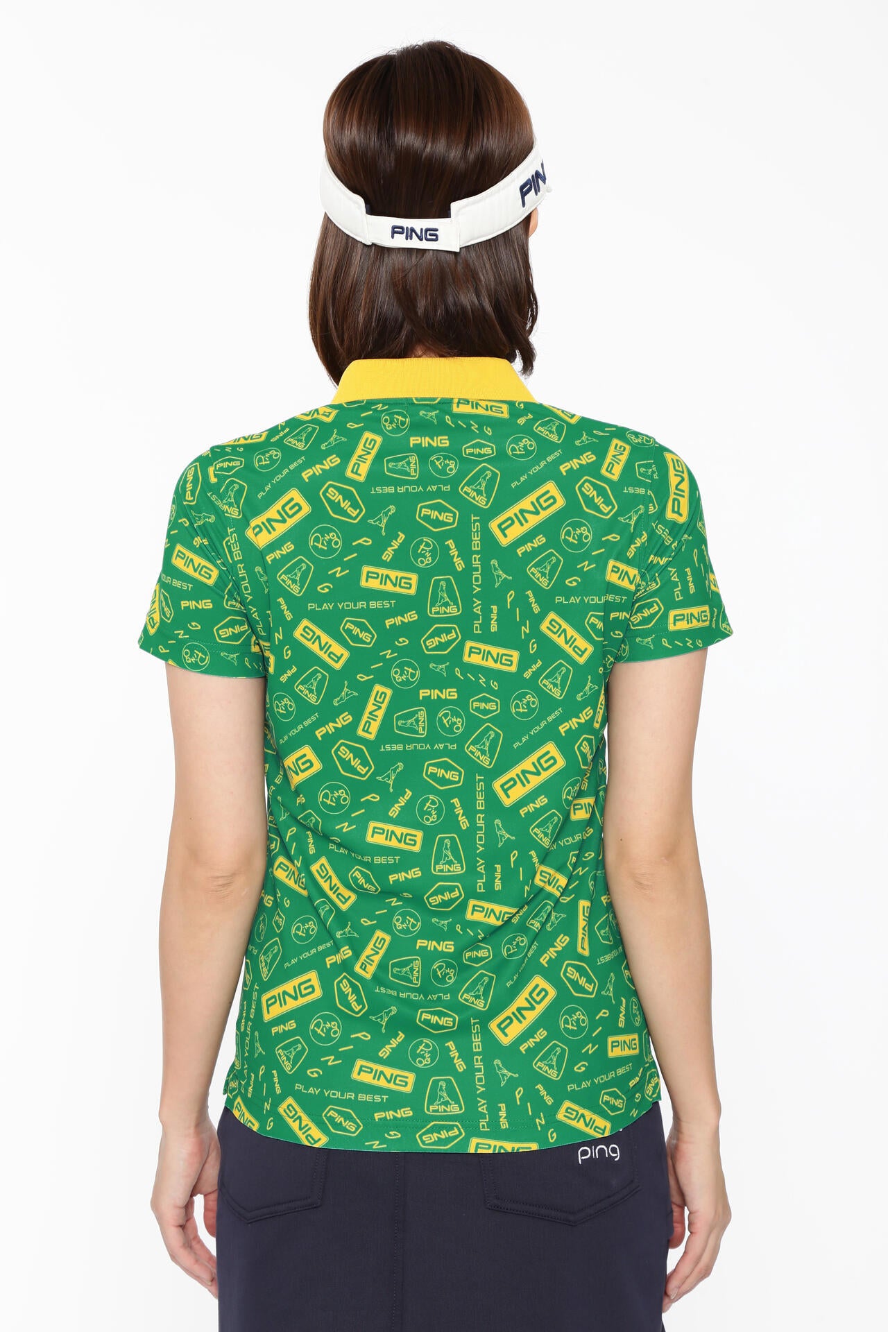 【PING APPAREL】総柄プリント半袖ポロシャツ <LADIES LINE><NATIVE> (LADIES)