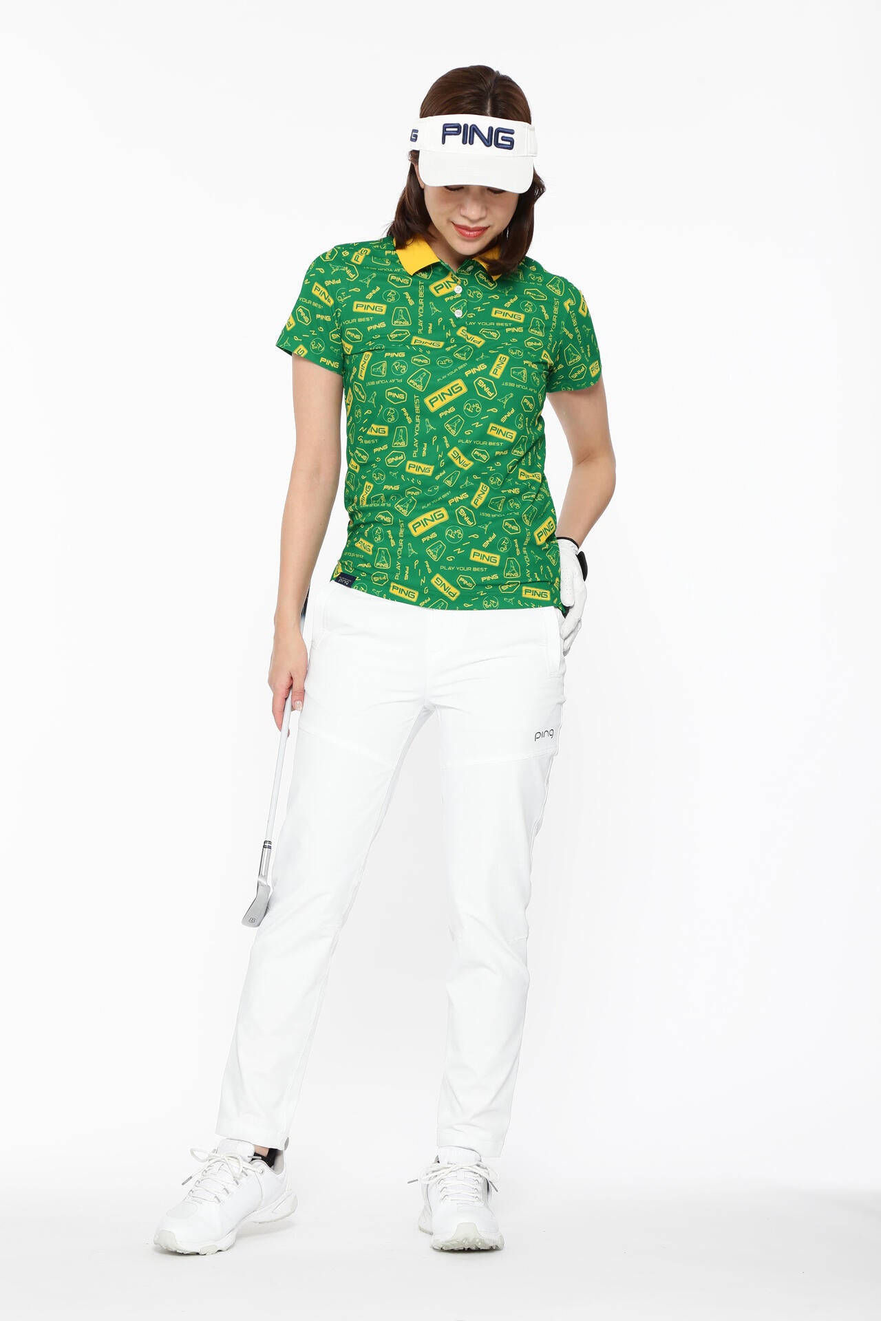 【PING APPAREL】総柄プリント半袖ポロシャツ <LADIES LINE><NATIVE> (LADIES)