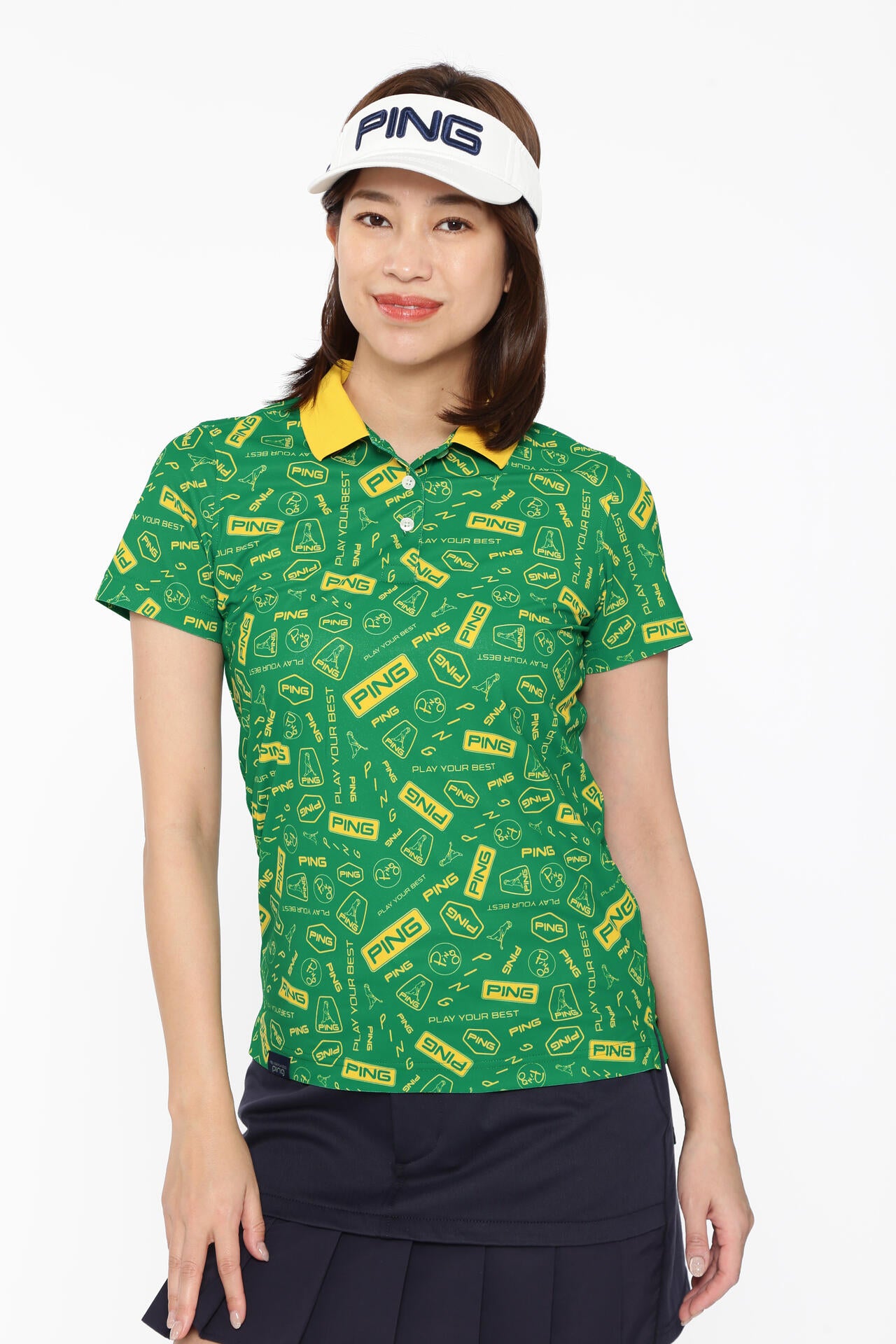 【PING APPAREL】総柄プリント半袖ポロシャツ <LADIES LINE><NATIVE> (LADIES)