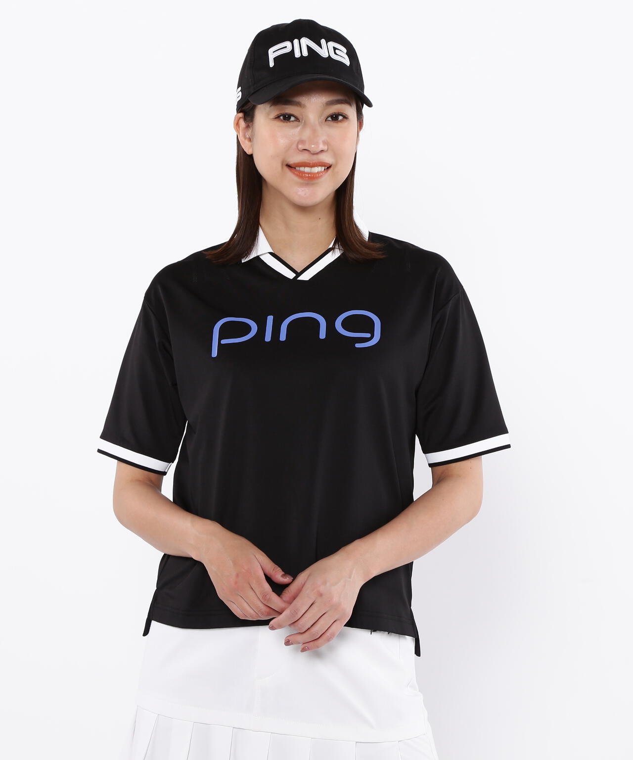 【PING APPAREL】涼風-SUZUKAZE メッシュパネルジャガード半袖ポロシャツ <LADIES LINE> (LADIES)