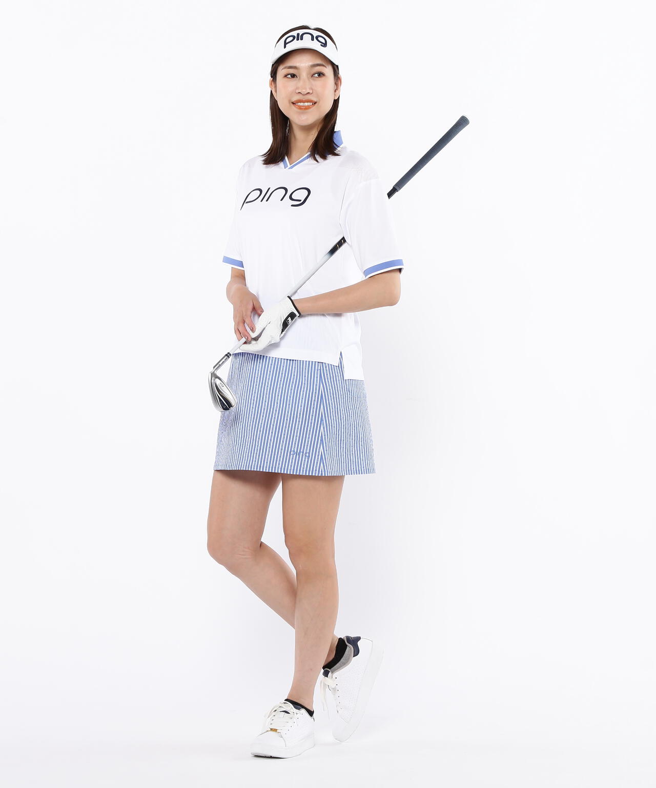 【PING APPAREL】涼風-SUZUKAZE メッシュパネルジャガード半袖ポロシャツ <LADIES LINE> (LADIES)