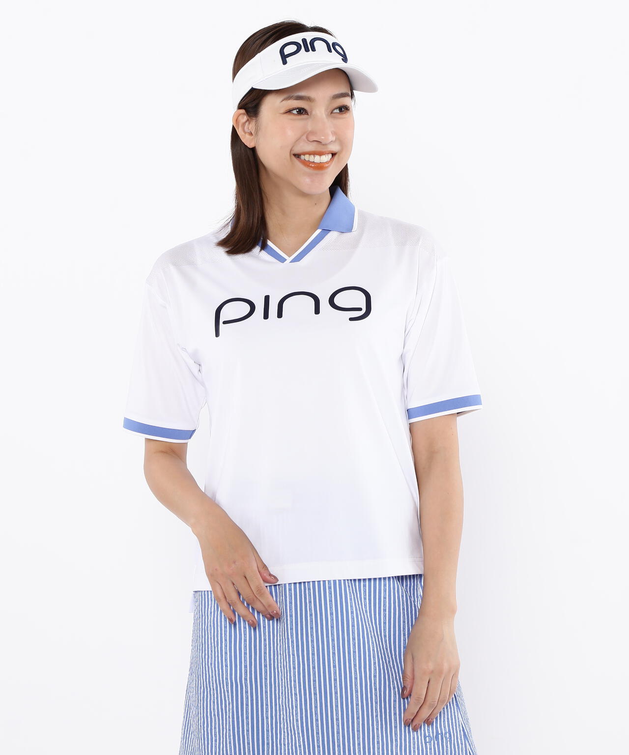 【PING APPAREL】涼風-SUZUKAZE メッシュパネルジャガード半袖ポロシャツ <LADIES LINE> (LADIES)