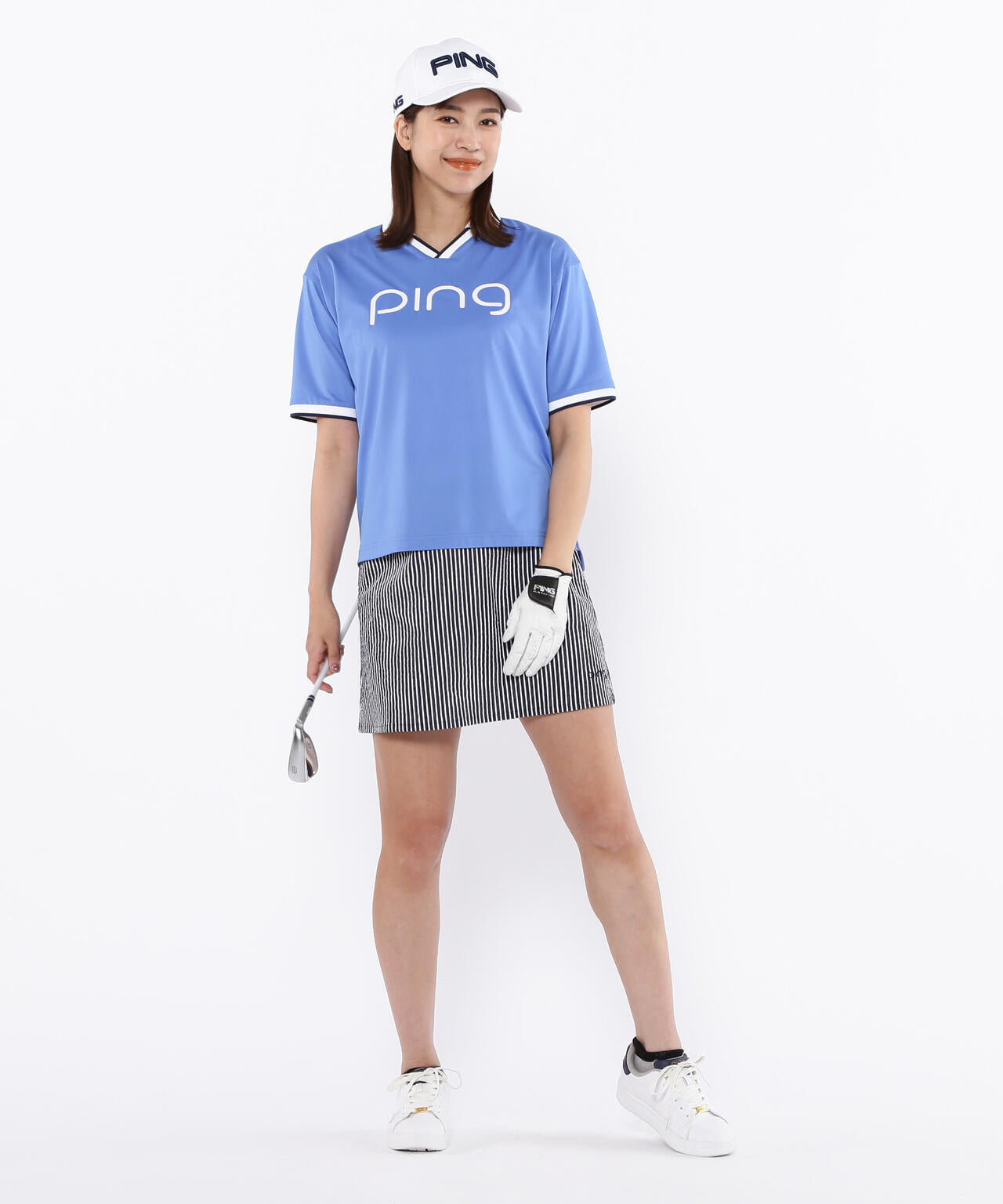 【PING APPAREL】涼風-SUZUKAZE メッシュパネルジャガード半袖ポロシャツ <LADIES LINE> (LADIES)