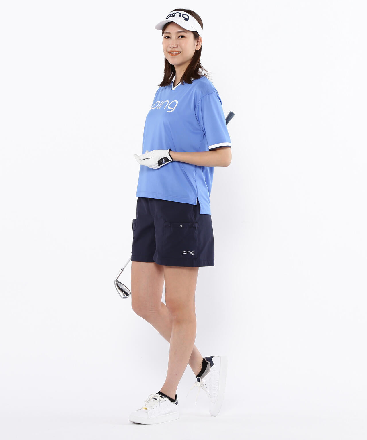 【PING APPAREL】涼風-SUZUKAZE メッシュパネルジャガード半袖ポロシャツ <LADIES LINE> (LADIES)