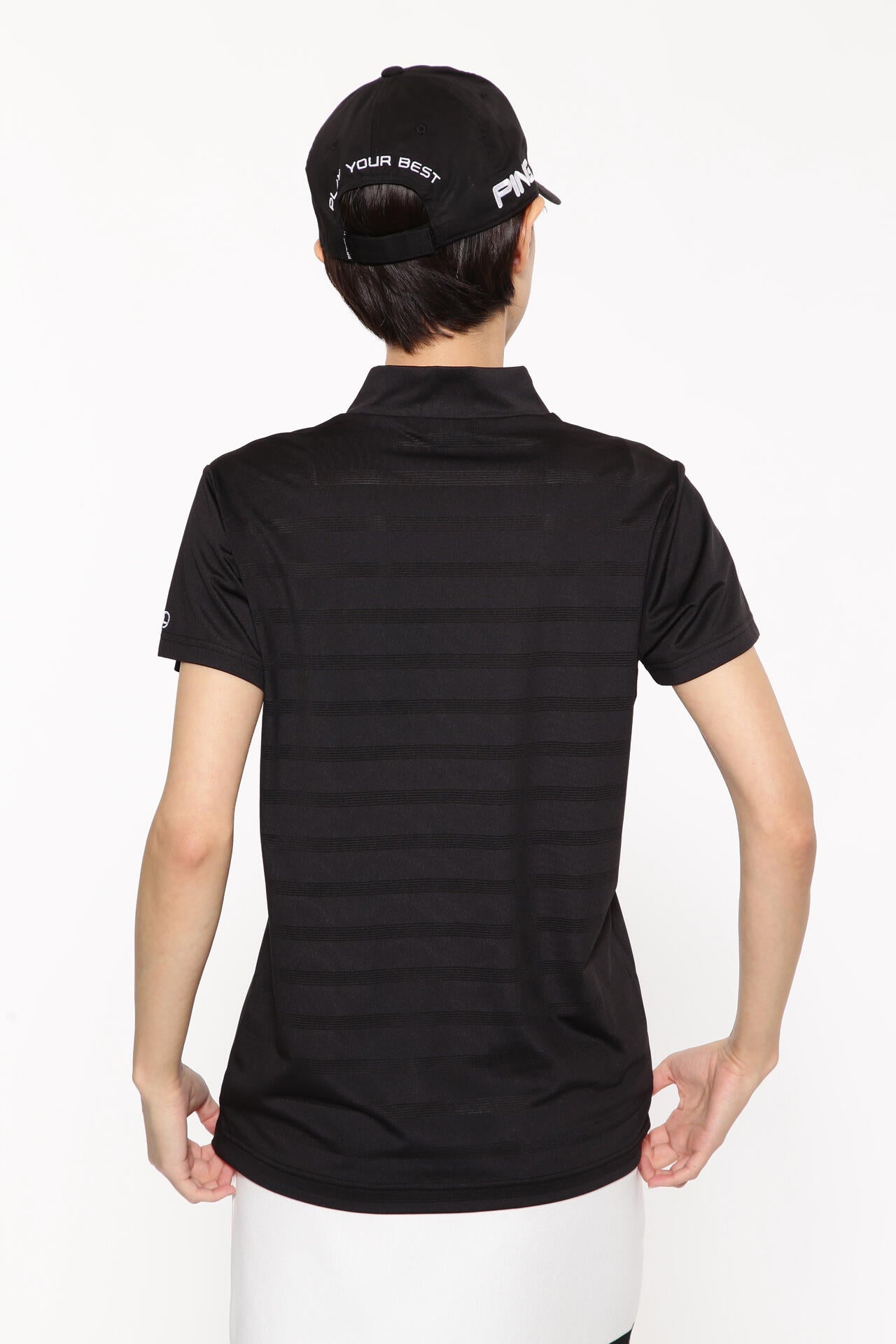 【PING APPAREL】メッシュボーダージャガード半袖ハイネックカットソー <LADIES LINE> (LADIES)