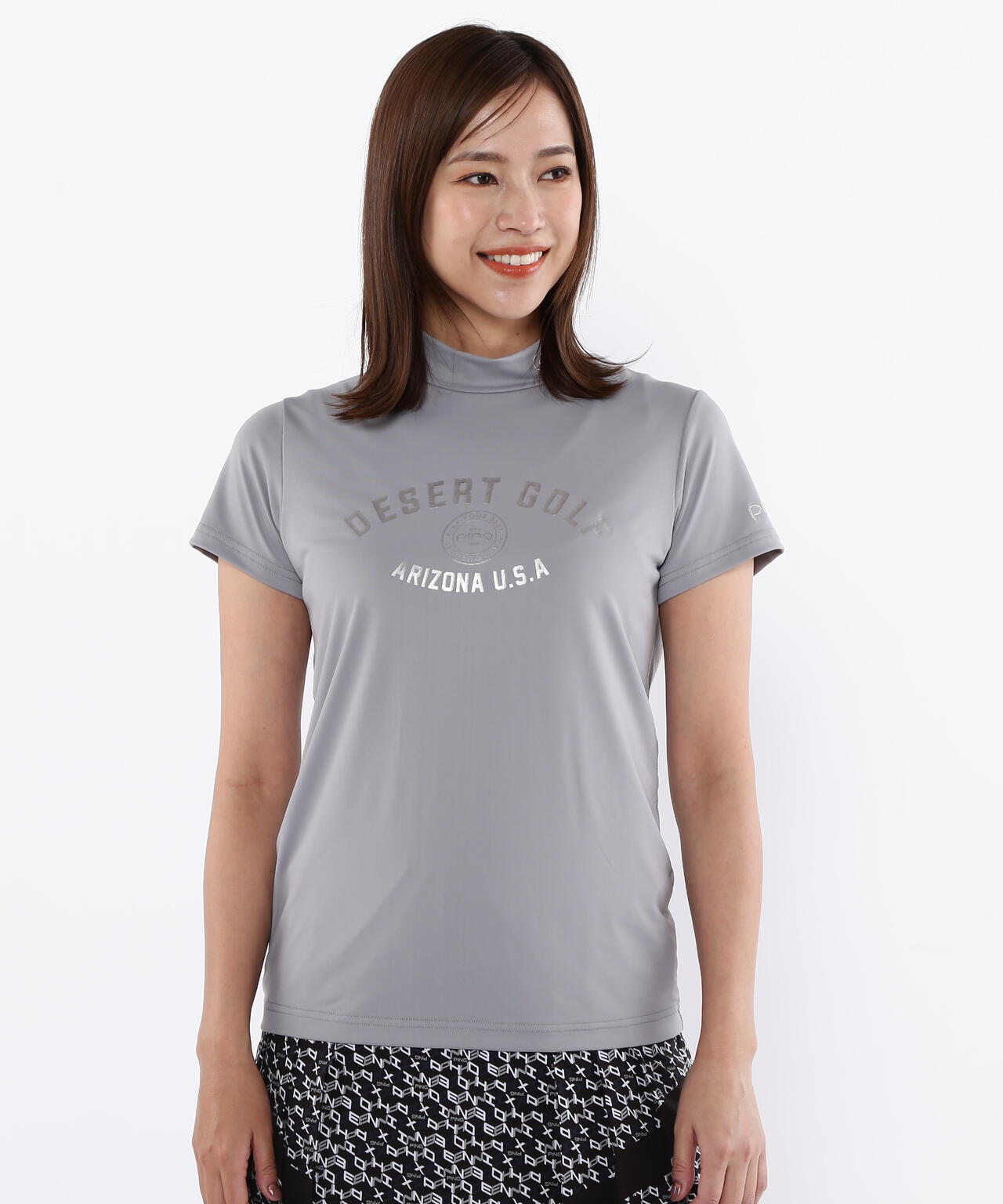 【PING APPAREL】メッシュボーダージャガード半袖ハイネックカットソー <LADIES LINE> (LADIES)