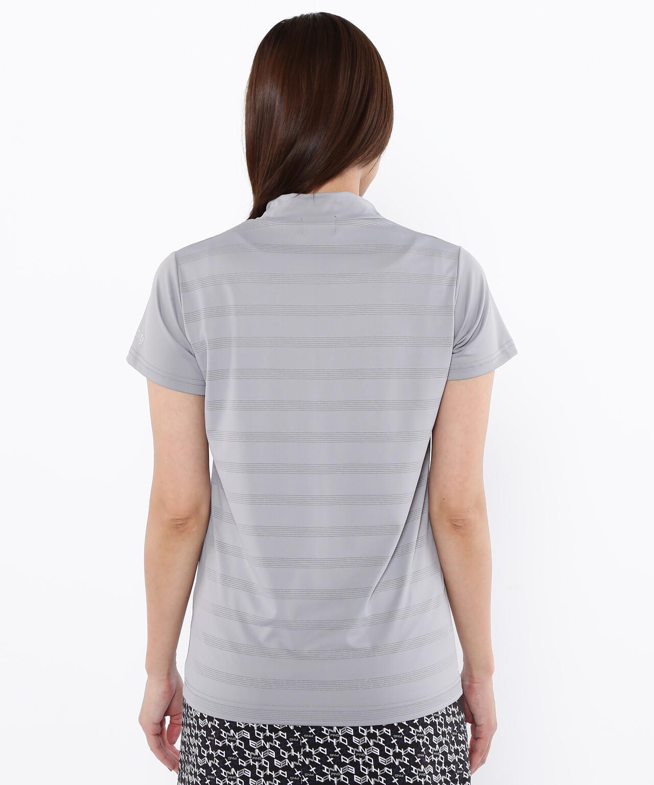 【PING APPAREL】メッシュボーダージャガード半袖ハイネックカットソー <LADIES LINE> (LADIES)
