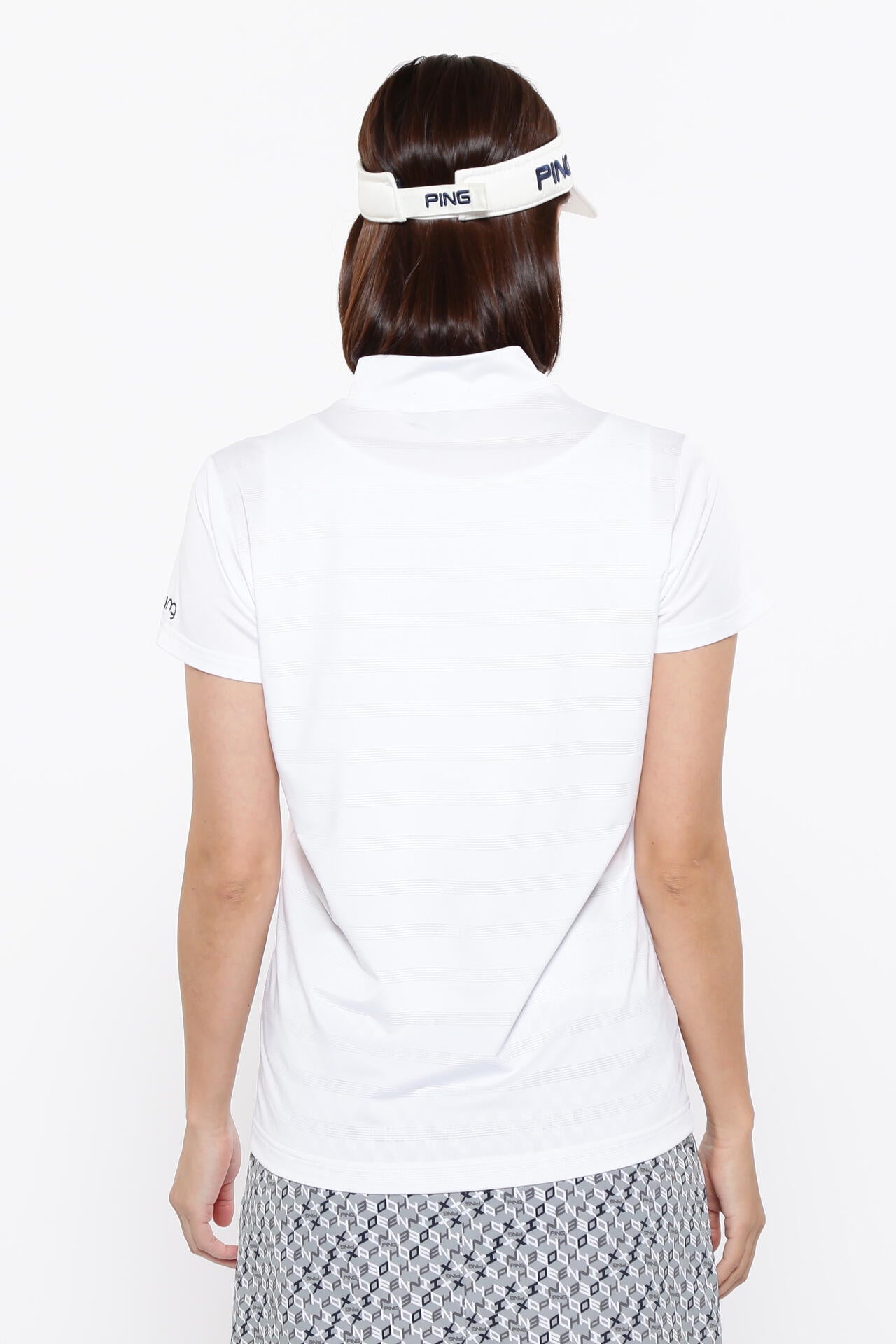 【PING APPAREL】メッシュボーダージャガード半袖ハイネックカットソー <LADIES LINE> (LADIES)