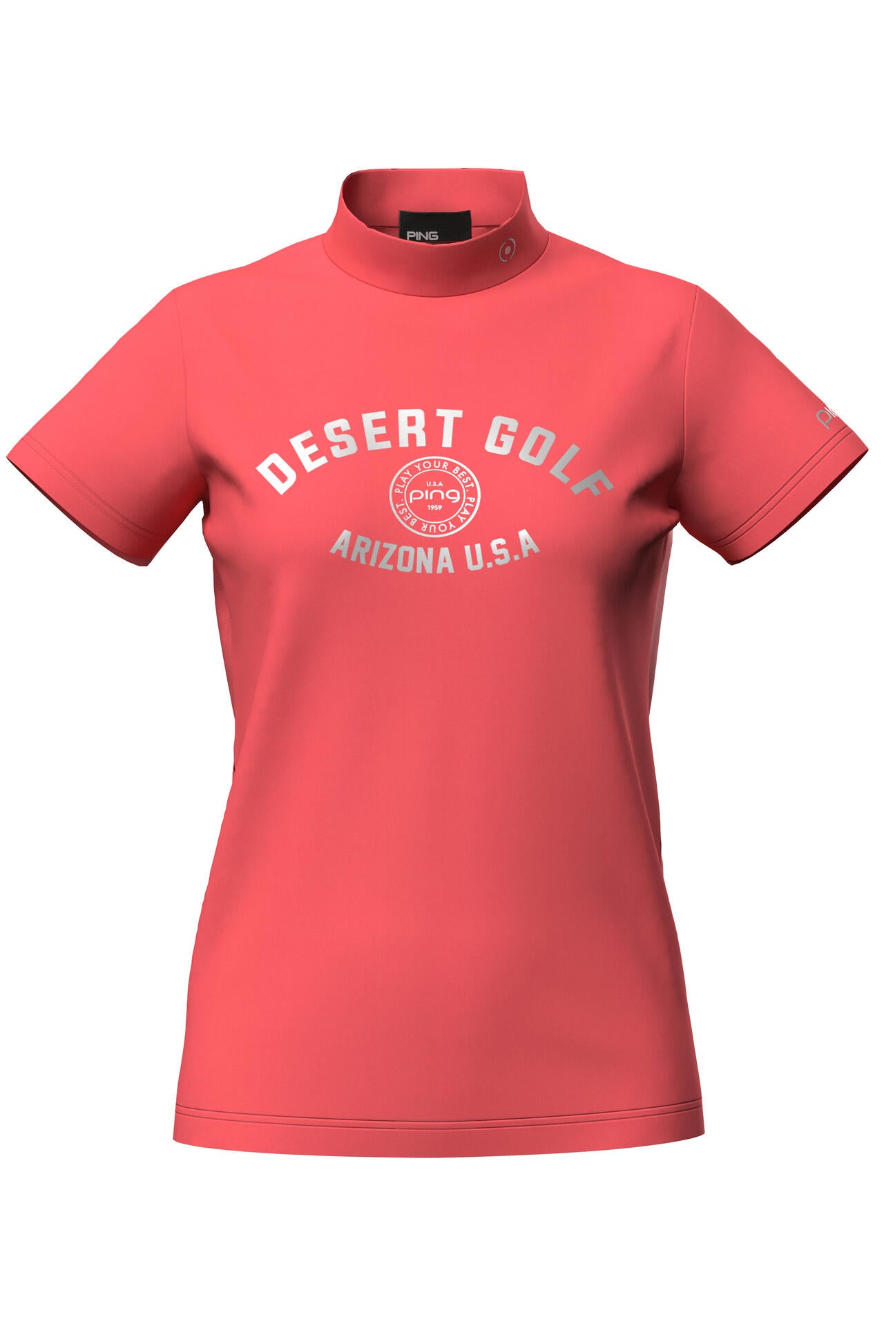 【PING APPAREL】メッシュボーダージャガード半袖ハイネックカットソー <LADIES LINE> (LADIES)