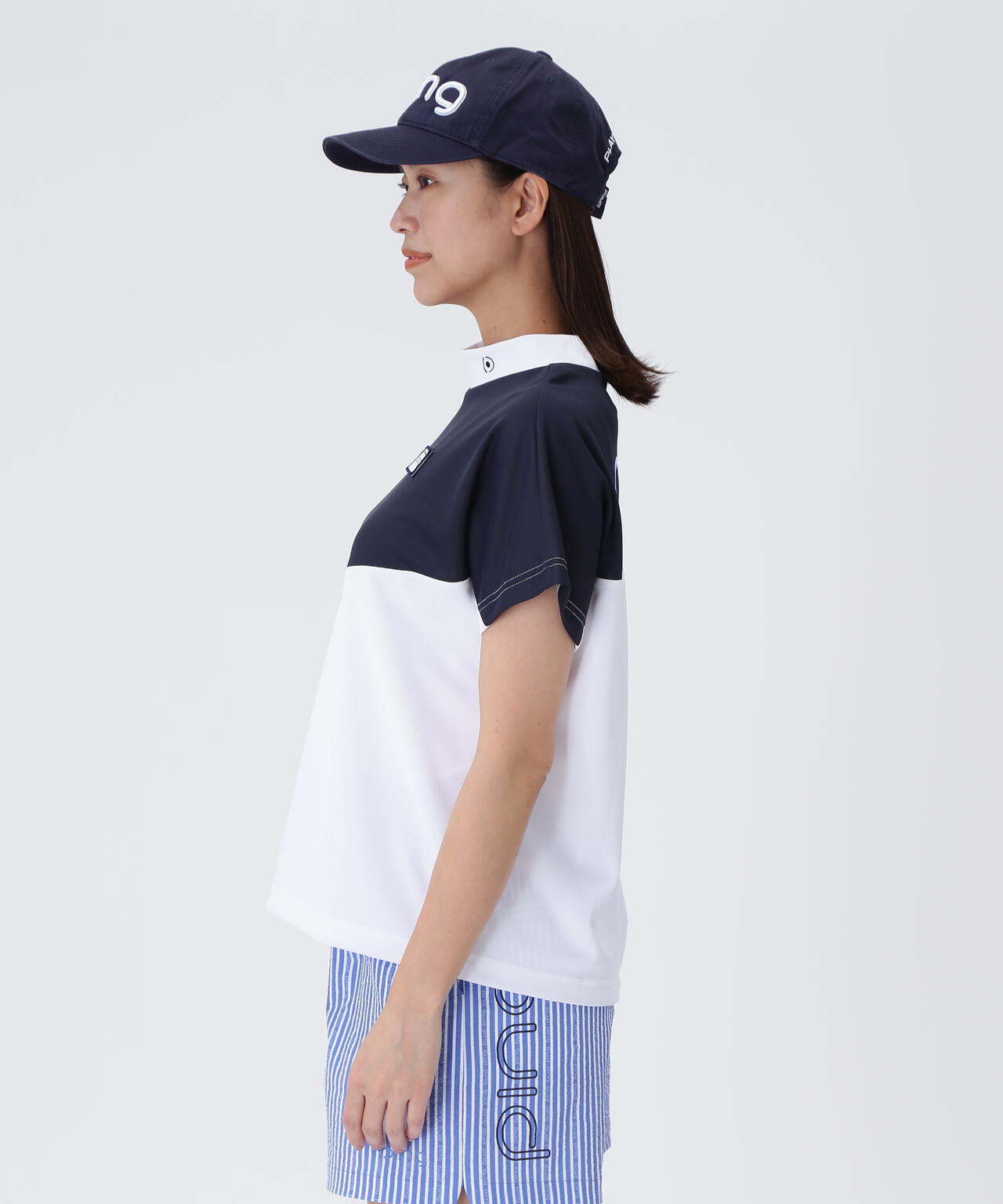 【PING APPAREL】配色半袖ハイネックシャツ <LADIES LINE><NATIVE> (LADIES)