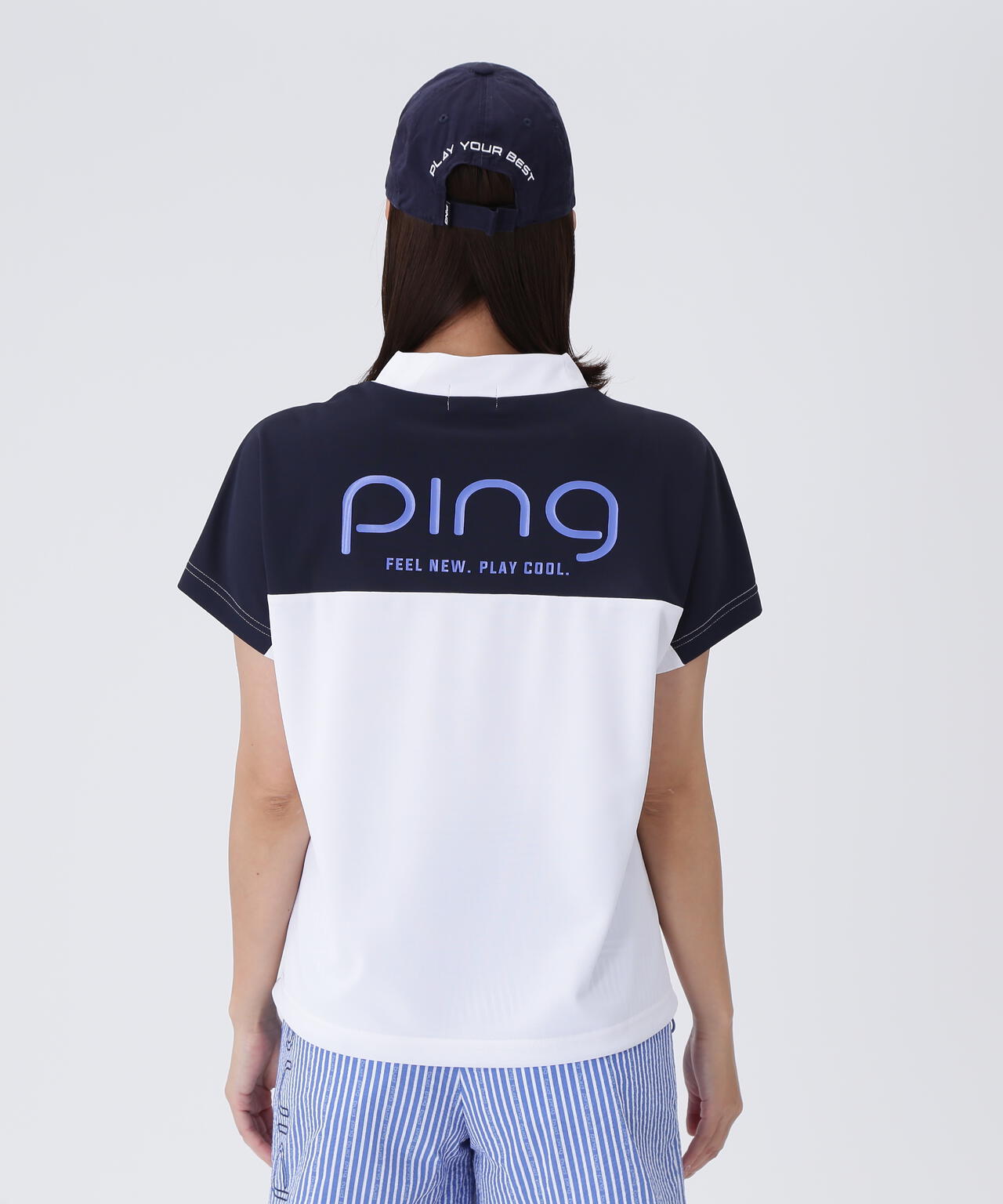 【PING APPAREL】配色半袖ハイネックシャツ <LADIES LINE><NATIVE> (LADIES)