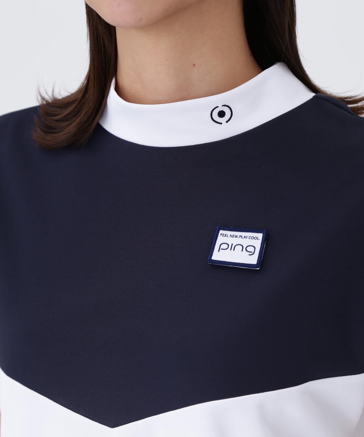 【PING APPAREL】配色半袖ハイネックシャツ <LADIES LINE><NATIVE> (LADIES)