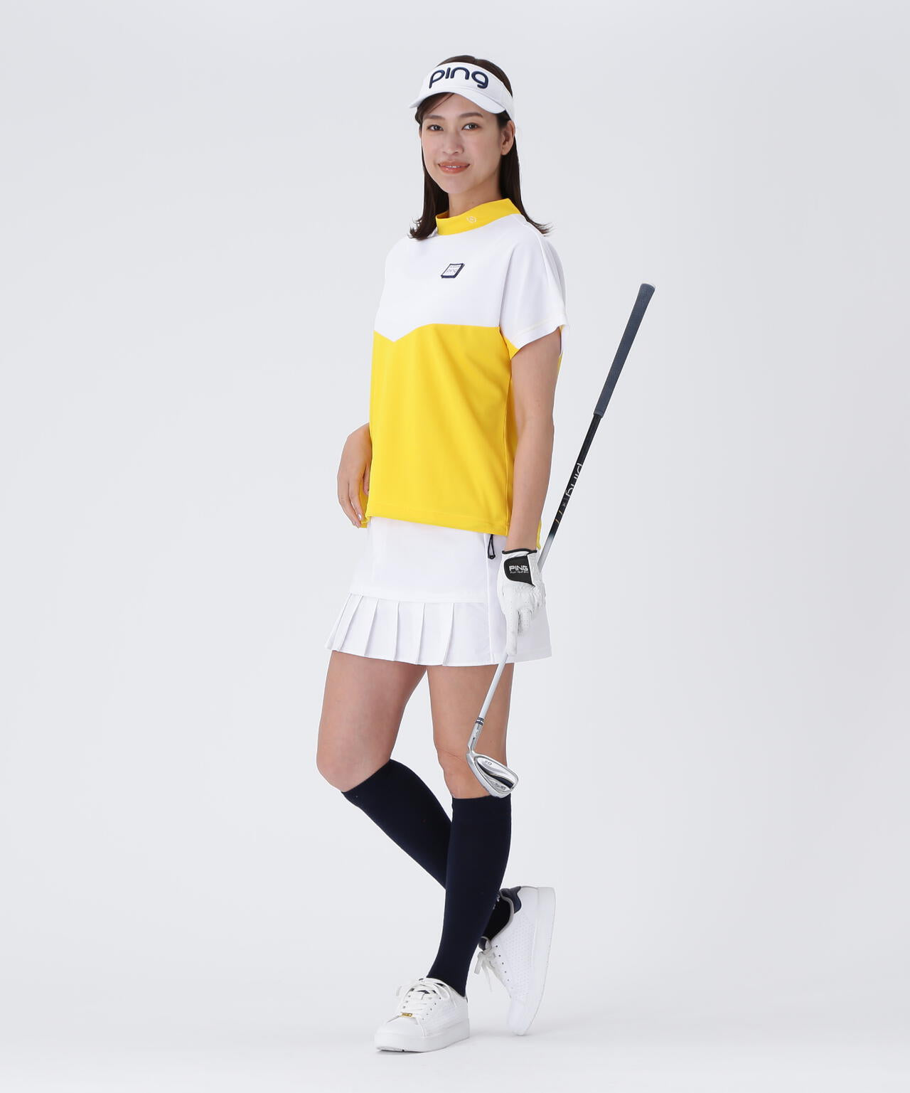 【PING APPAREL】配色半袖ハイネックシャツ <LADIES LINE><NATIVE> (LADIES)