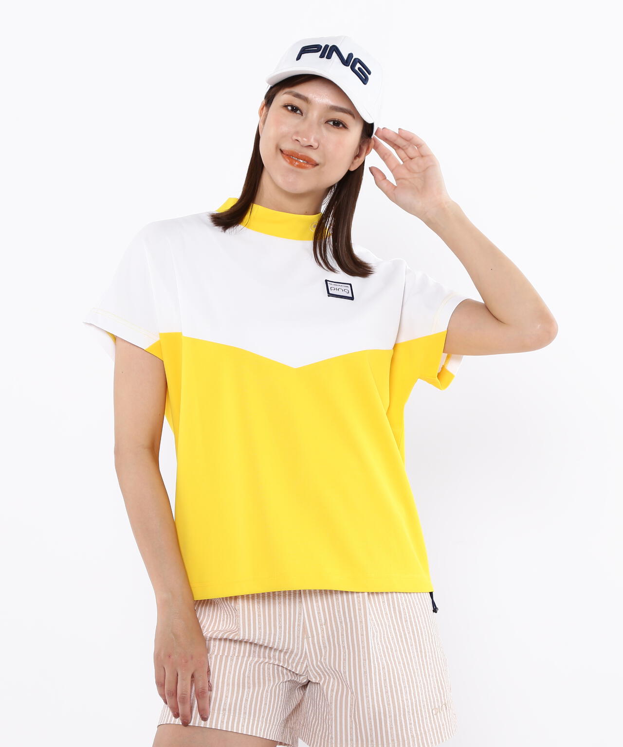 【PING APPAREL】配色半袖ハイネックシャツ <LADIES LINE><NATIVE> (LADIES)