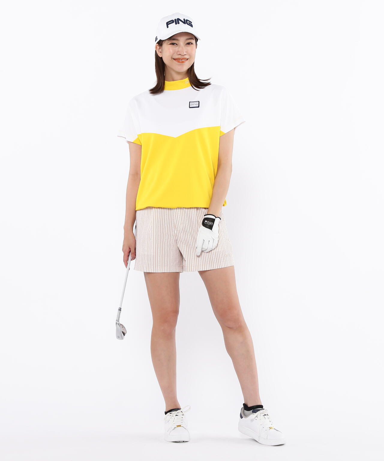 【PING APPAREL】配色半袖ハイネックシャツ <LADIES LINE><NATIVE> (LADIES)