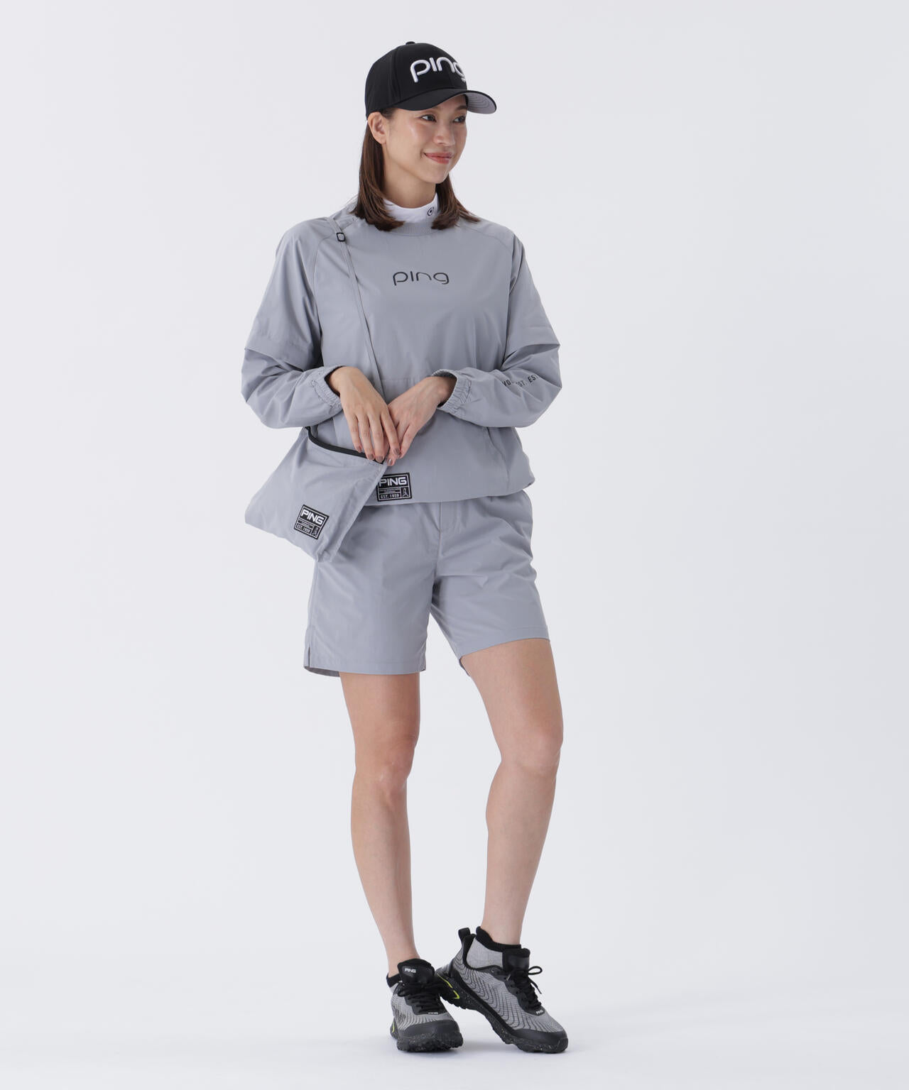 【PING APPAREL】全方向ストレッチリップストップ 2WAYスニードジャック×ショートパンツ <GOLD> (LADIES)