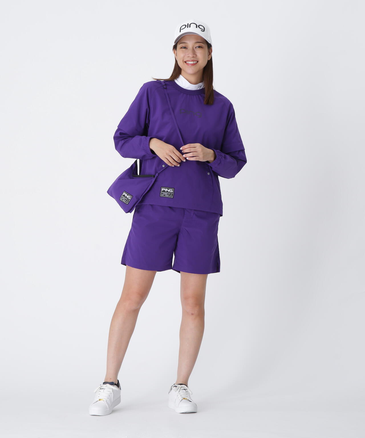 【PING APPAREL】全方向ストレッチリップストップ 2WAYスニードジャック×ショートパンツ <GOLD> (LADIES)