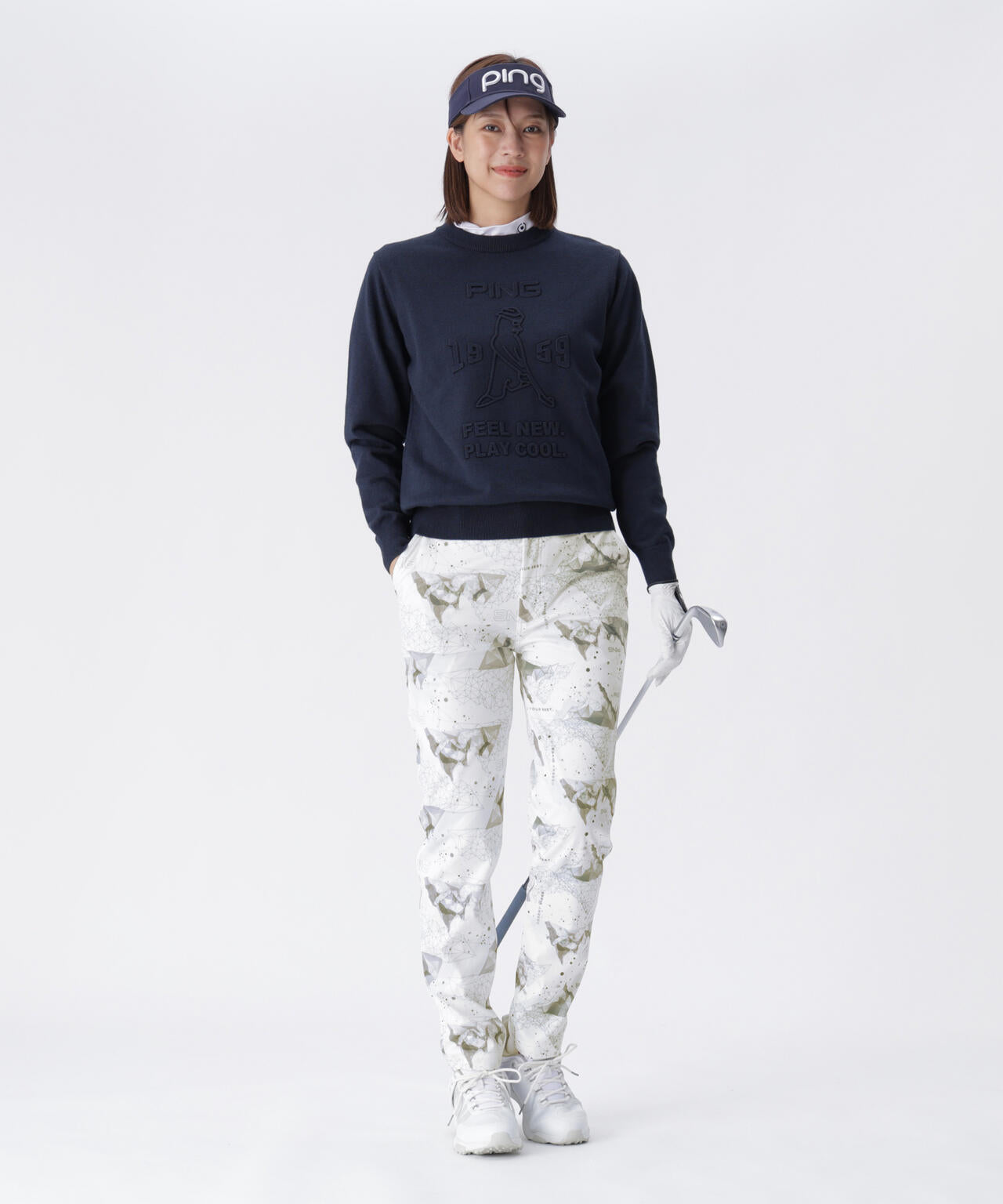 【PING APPAREL】全方向ストレッチボンディングプリントテーパードパンツ <LADIES LINE> (LADIES)