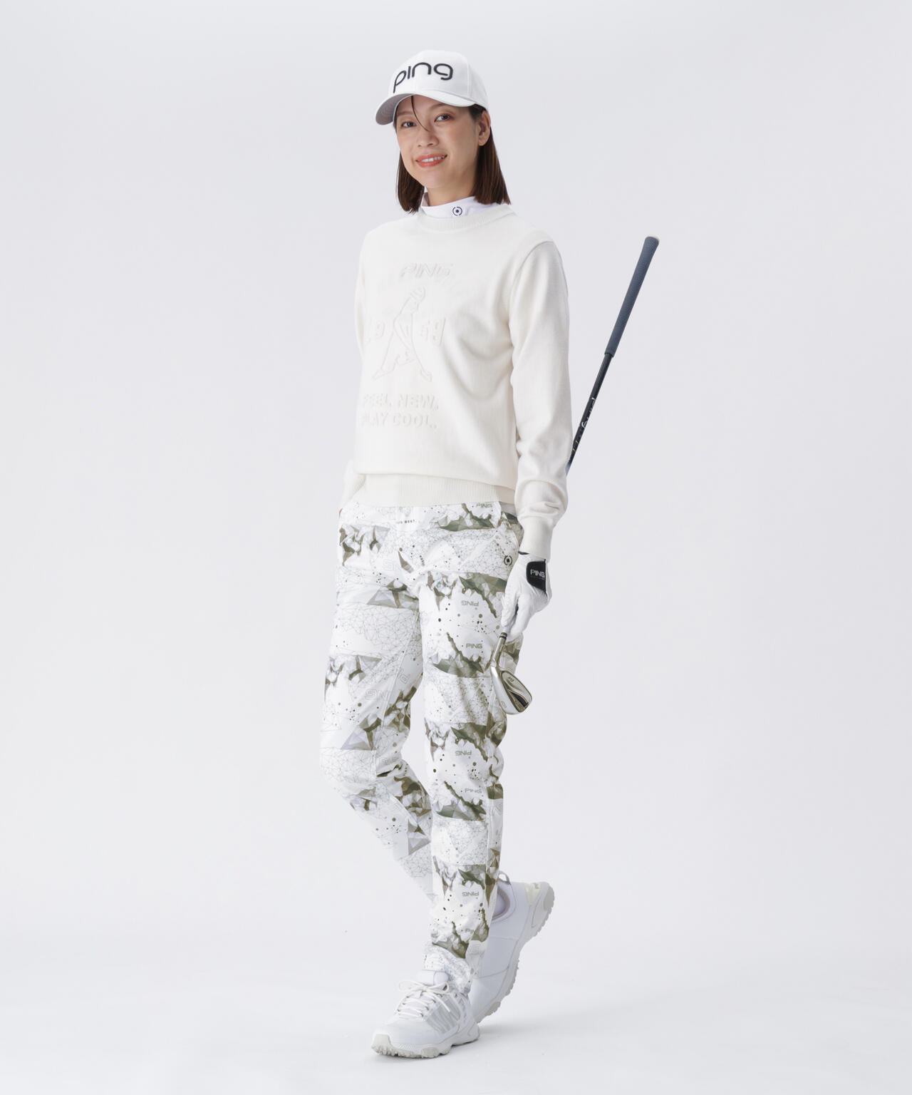 【PING APPAREL】全方向ストレッチボンディングプリントテーパードパンツ <LADIES LINE> (LADIES)