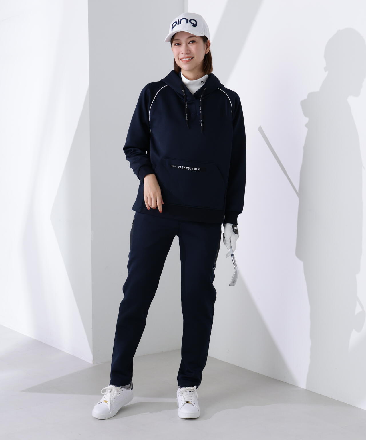 【PING APPAREL】全方向ストレッチRENUキルト/ダンボールジャージ テーパードパンツ <GOLD> (LADIES)