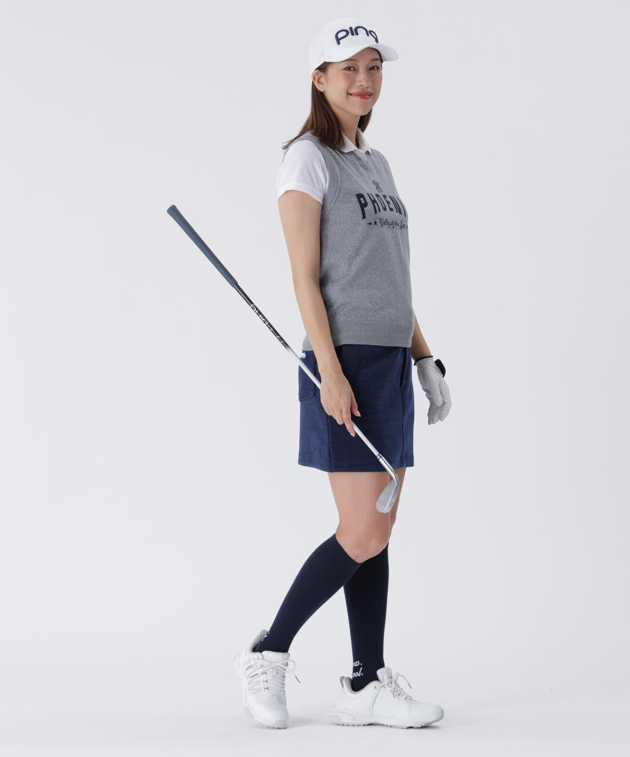 【PING APPAREL】全方向ストレッチ ニットコーデュロイ台形スカート <LADIES LINE> (LADIES)