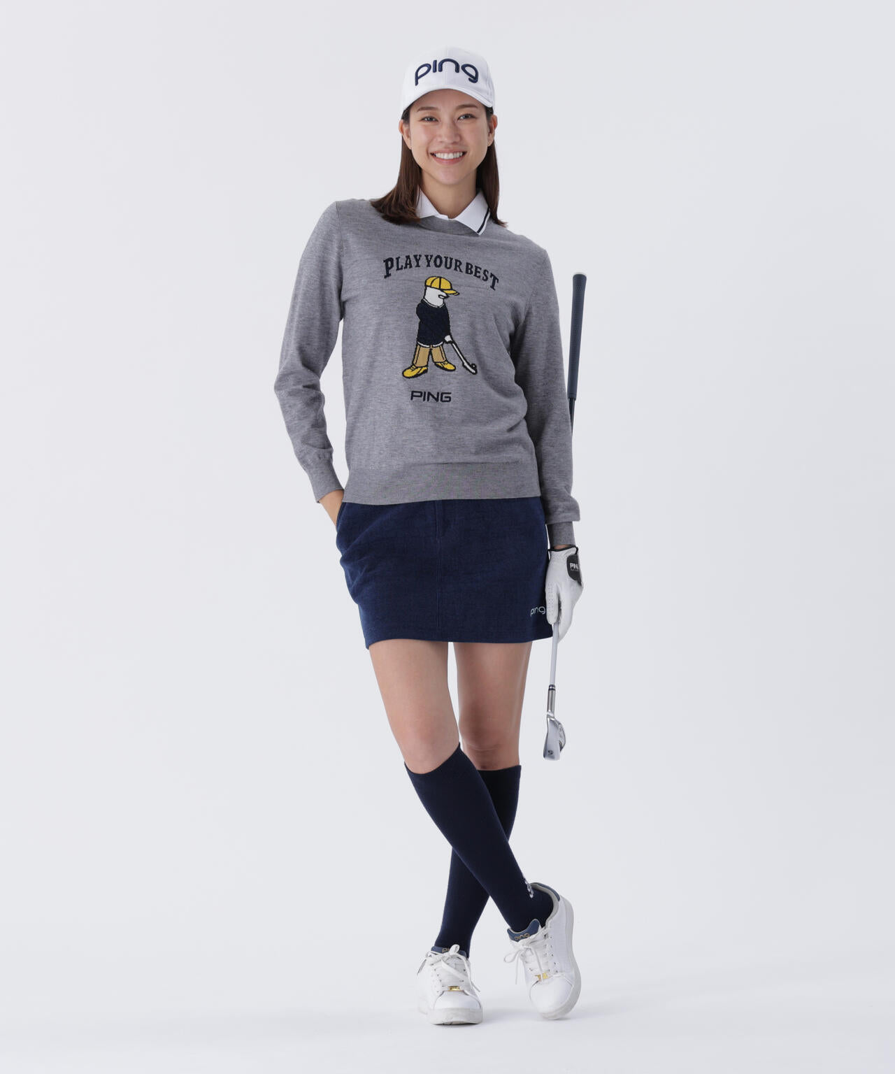 【PING APPAREL】全方向ストレッチ ニットコーデュロイ台形スカート <LADIES LINE> (LADIES)