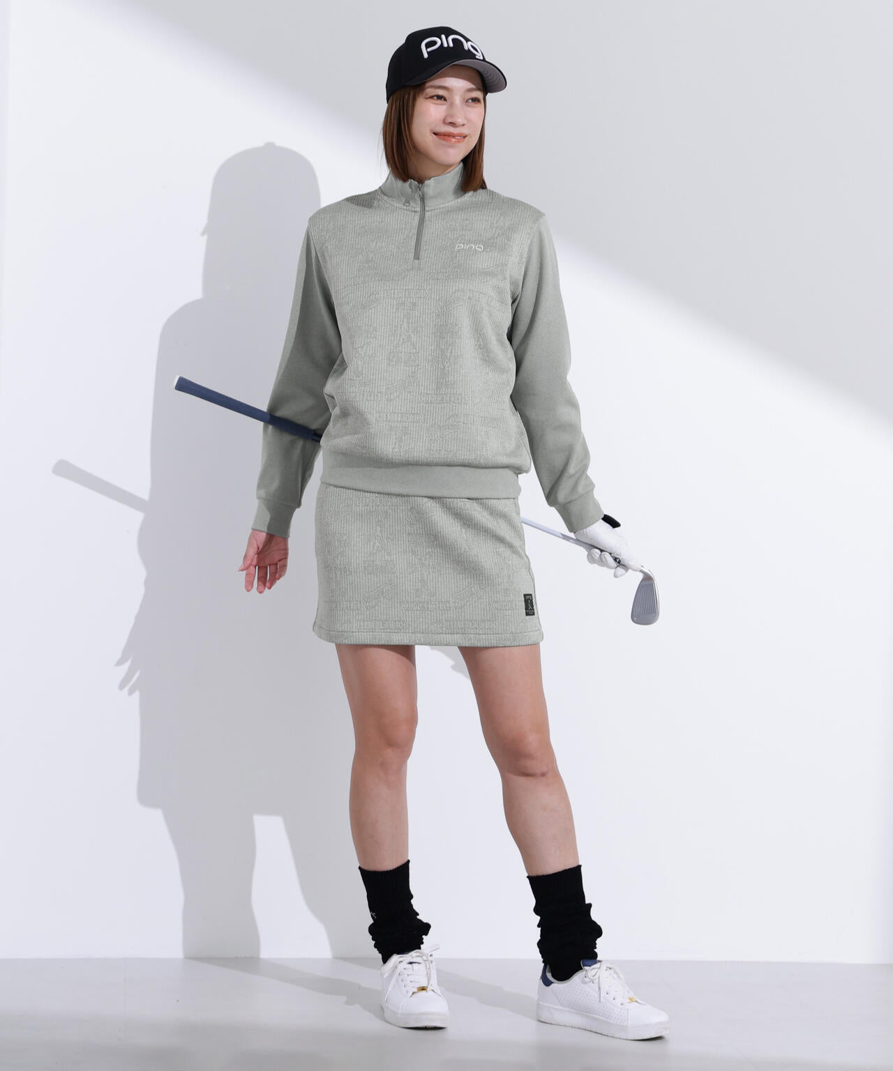 【PING APPAREL】キルトジャガードハーフジップカットソー <LADIES LINE> (LADIES)