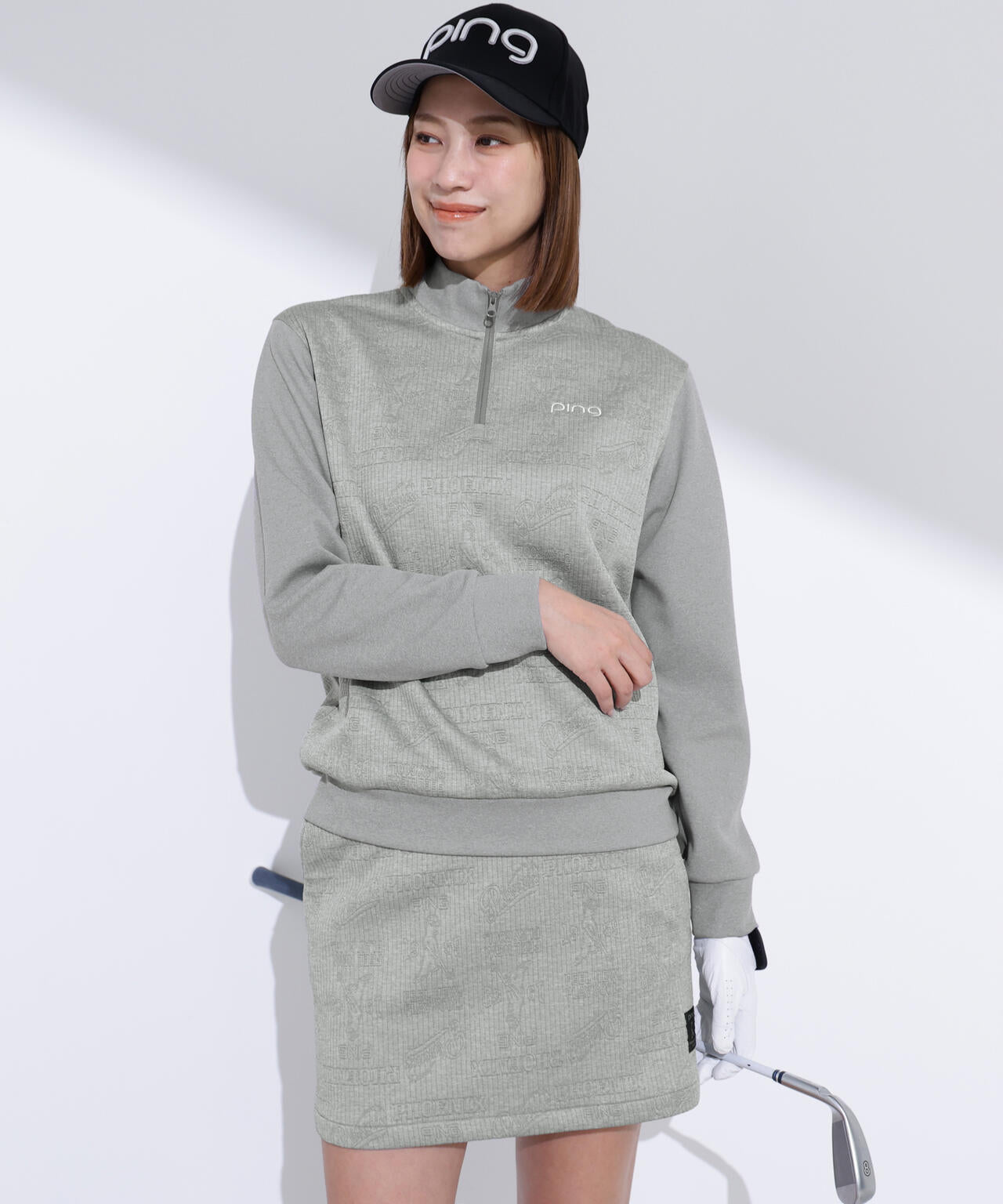 【PING APPAREL】キルトジャガードハーフジップカットソー <LADIES LINE> (LADIES)