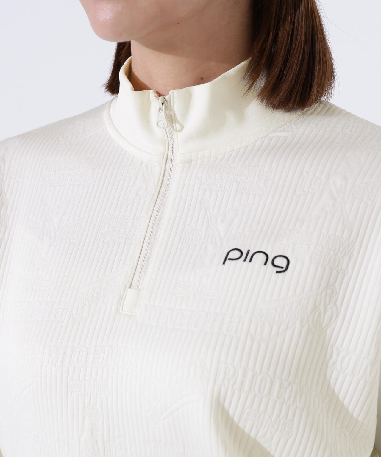 【PING APPAREL】キルトジャガードハーフジップカットソー <LADIES LINE> (LADIES)