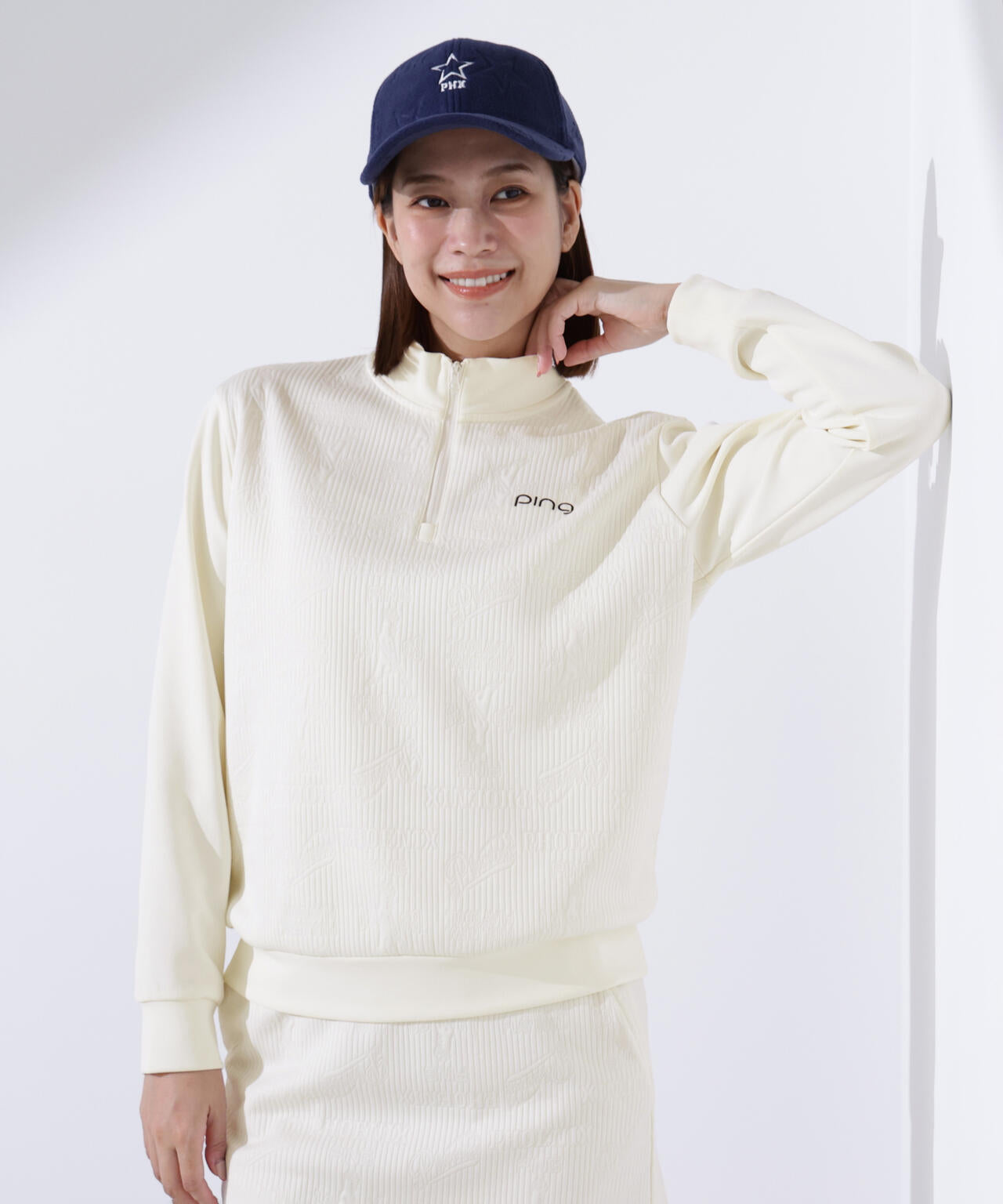 【PING APPAREL】キルトジャガードハーフジップカットソー <LADIES LINE> (LADIES)