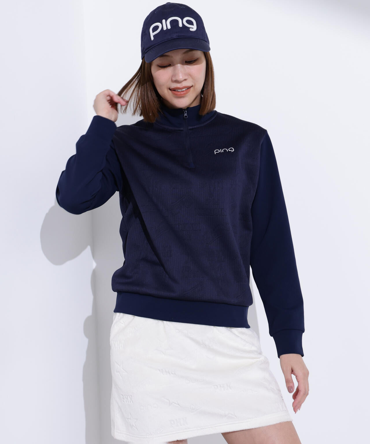 【PING APPAREL】キルトジャガードハーフジップカットソー <LADIES LINE> (LADIES)
