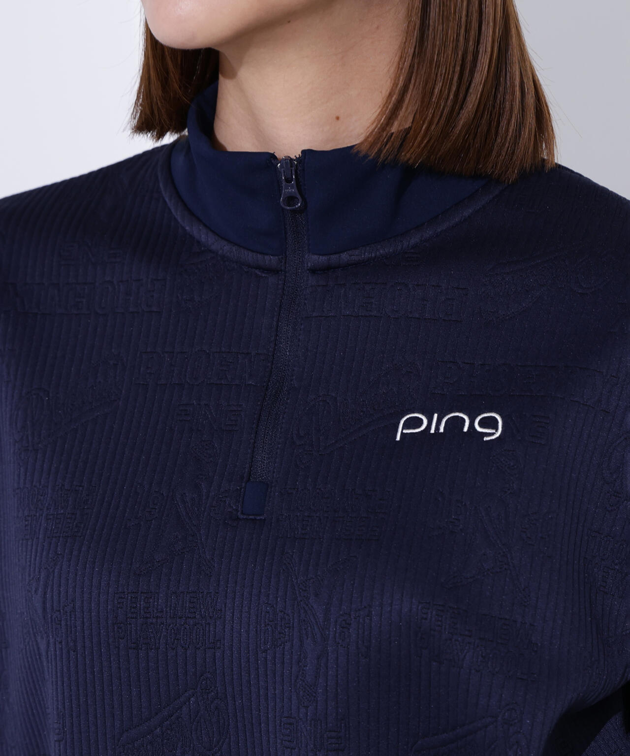 【PING APPAREL】キルトジャガードハーフジップカットソー <LADIES LINE> (LADIES)