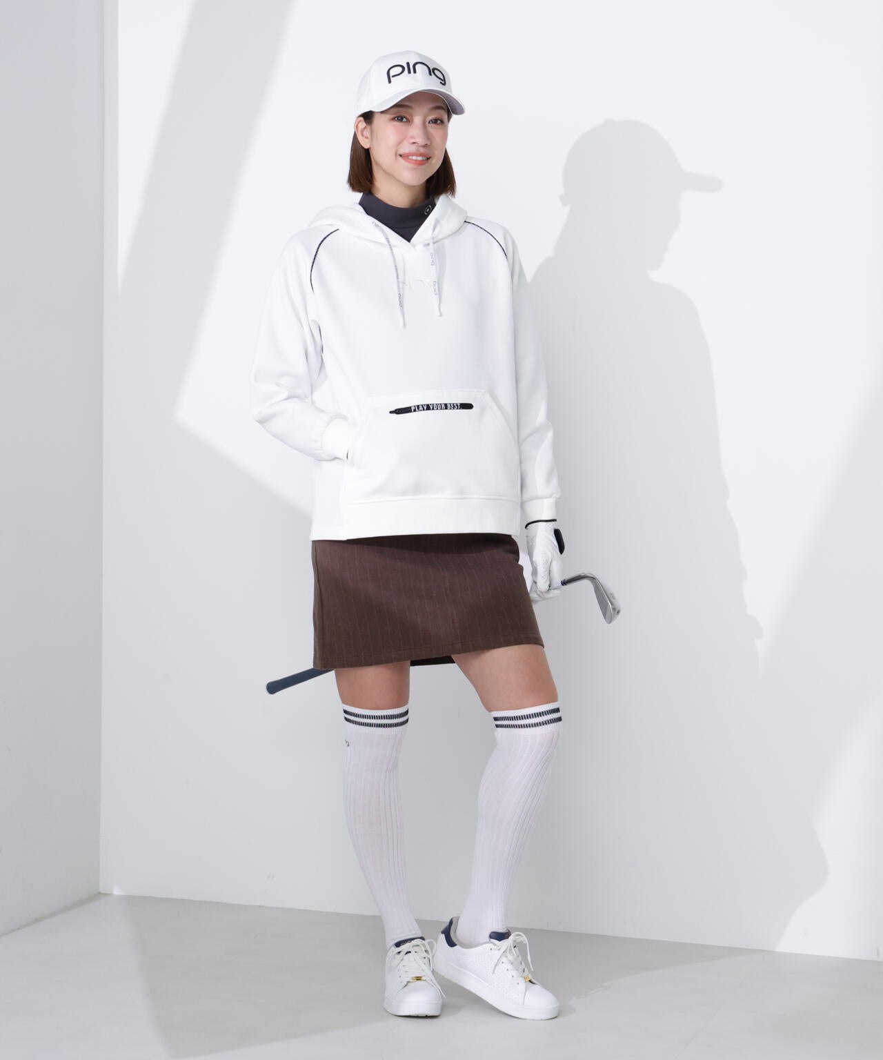 【PING APPAREL】全方向ストレッチRENUキルトダンボールジャージスウェットフーディ <GOLD> (LADIES)