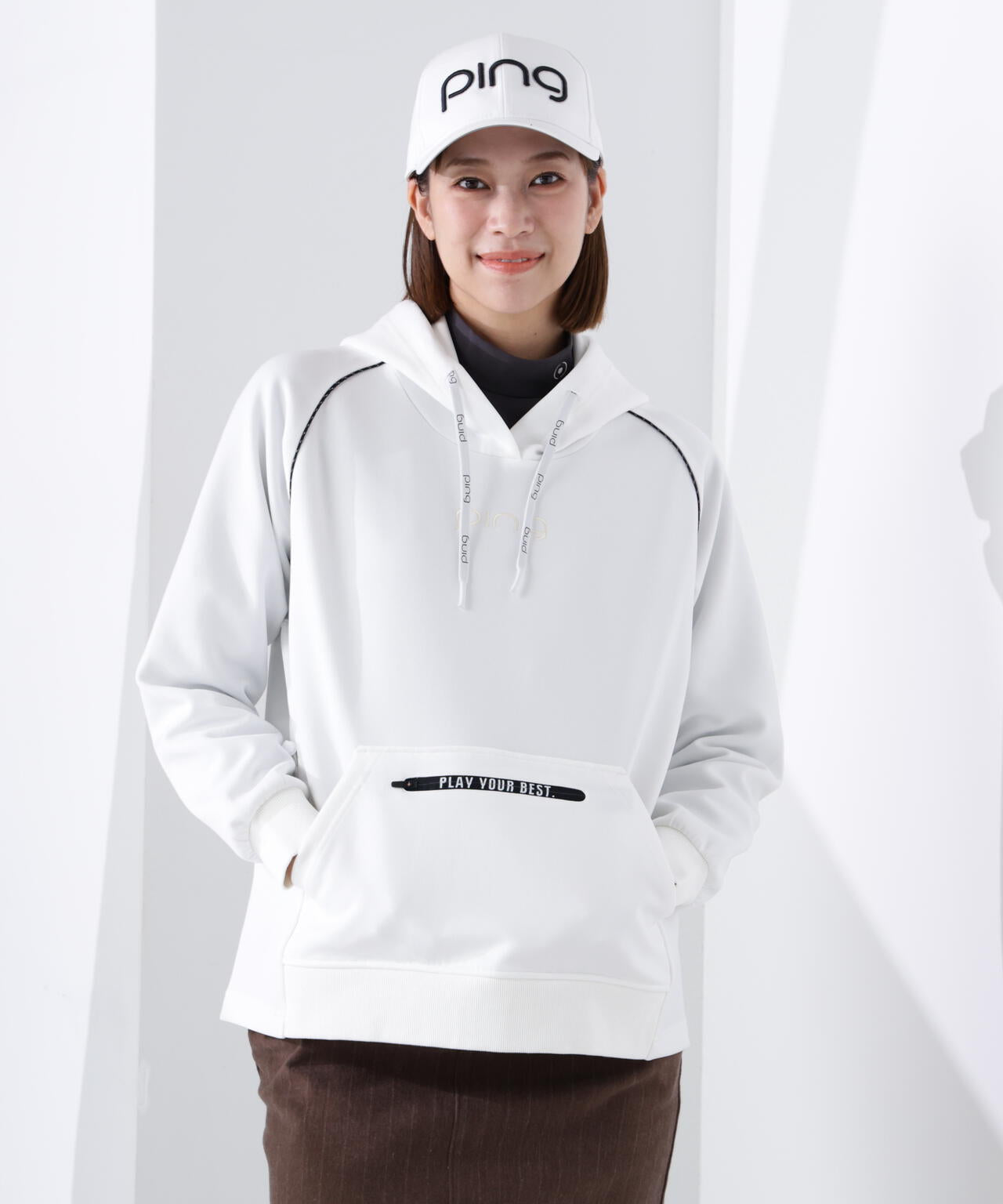 【PING APPAREL】全方向ストレッチRENUキルトダンボールジャージスウェットフーディ <GOLD> (LADIES)