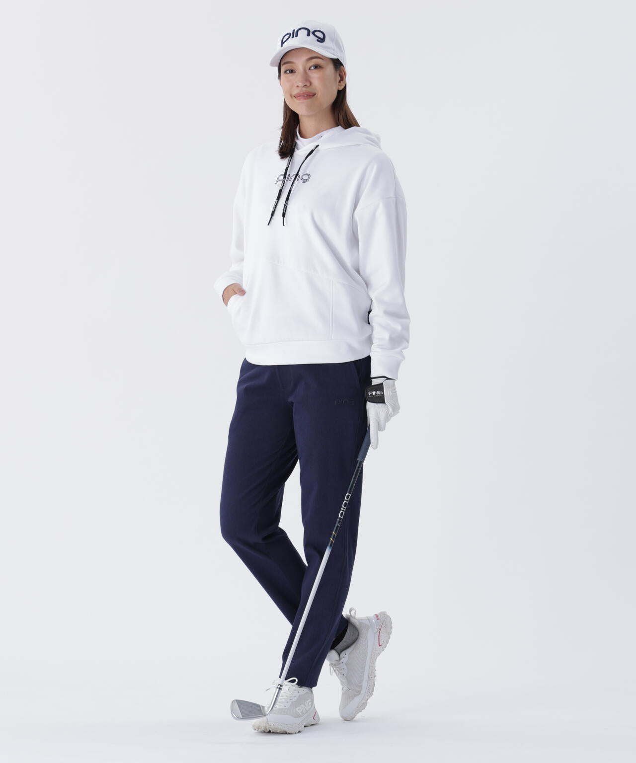 【PING APPAREL】全方向ストレッチアシンメトリーポケットカルイシフーディ <LAIDES LINE> (LADIES)